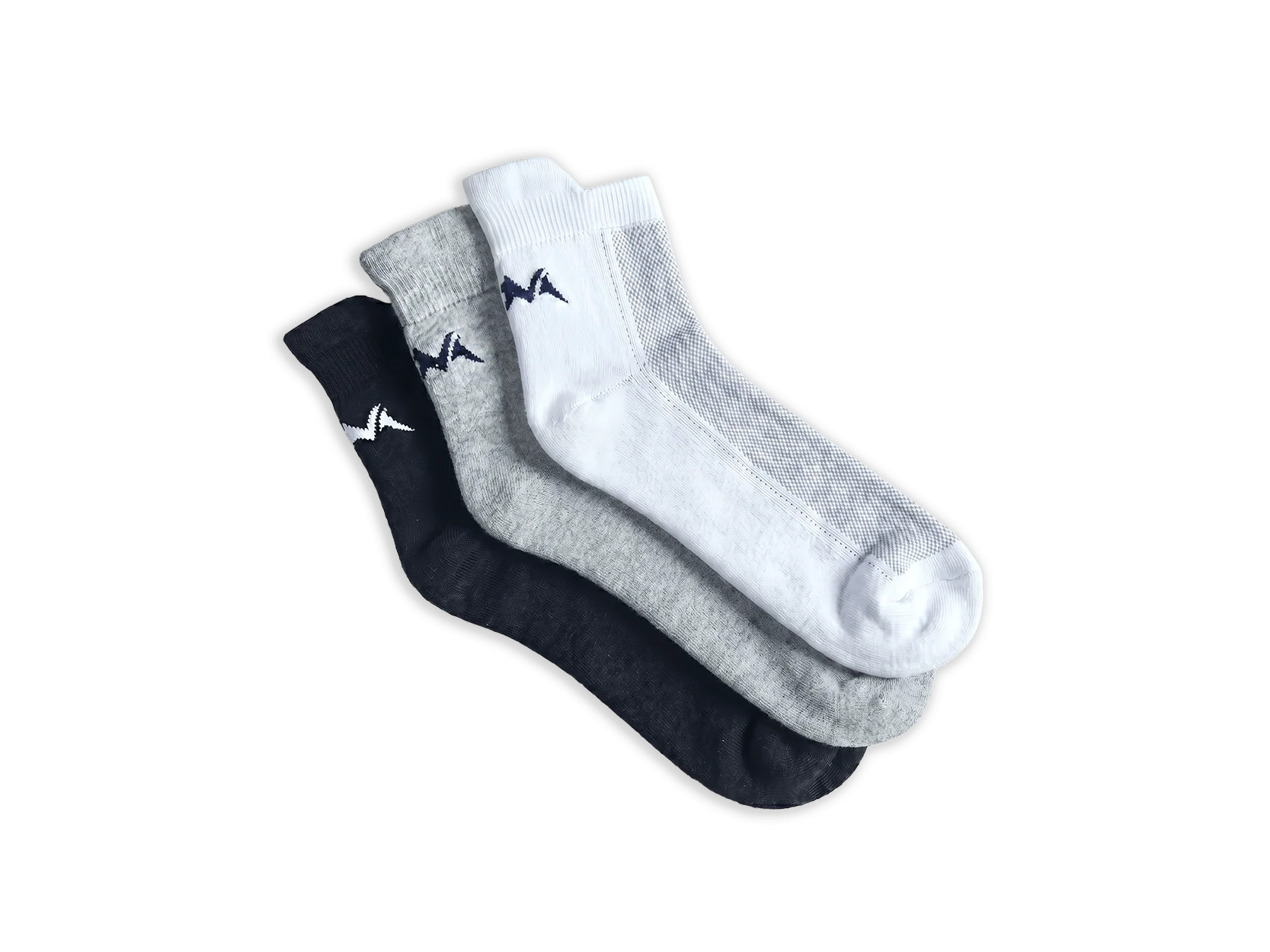 Ankle Length Comfort Socks : Black-Grey-White (Pack of 3) - Image 8