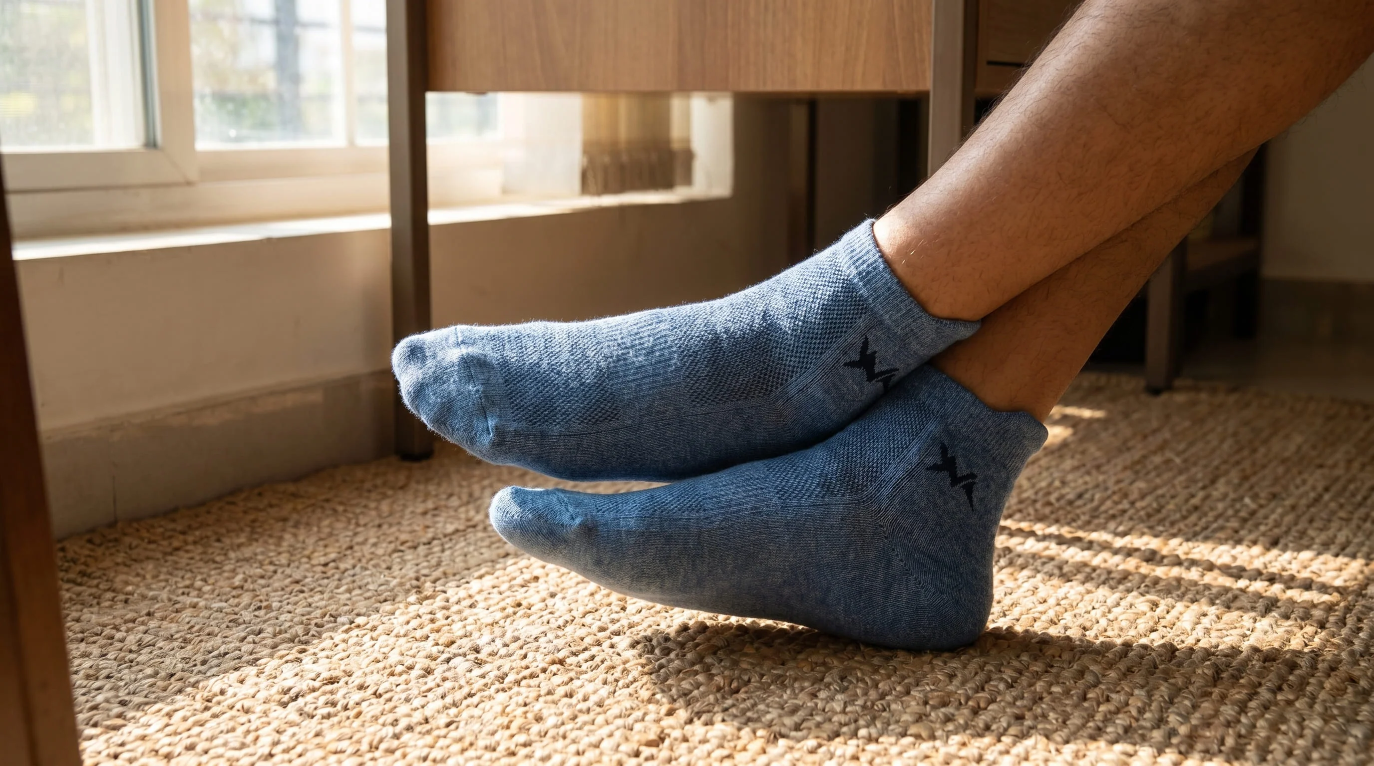 Ankle Length Comfort Socks : White-Blue-Grey (Pack of 3) - Image 3