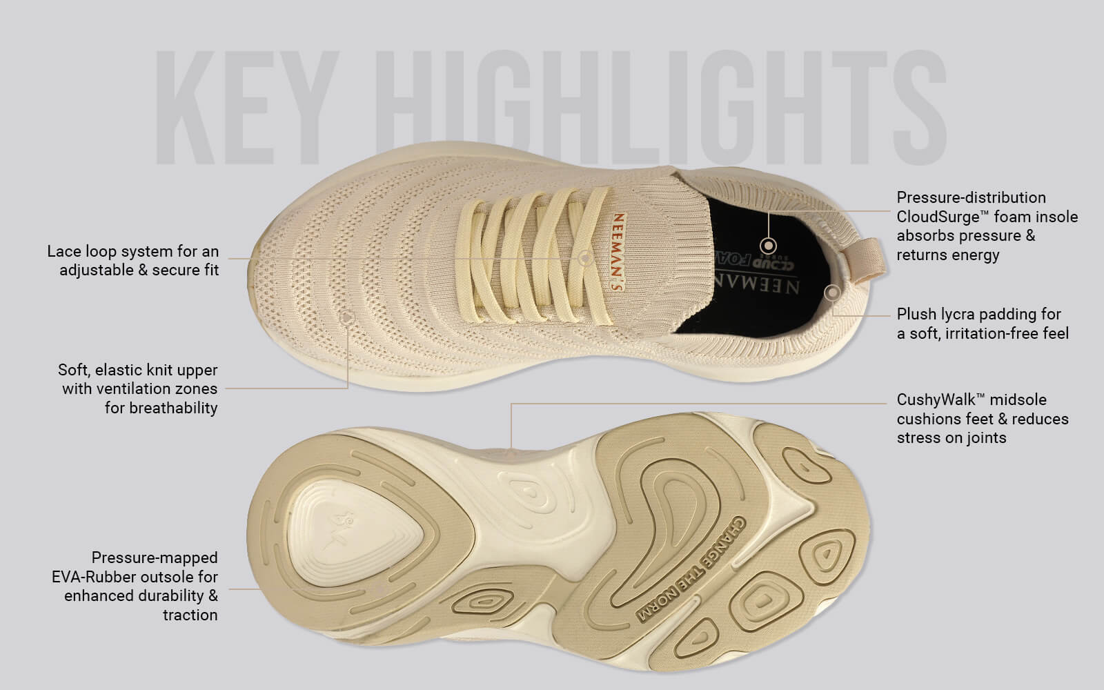 Begin Walk Glide For Men : Ivory - Image 3