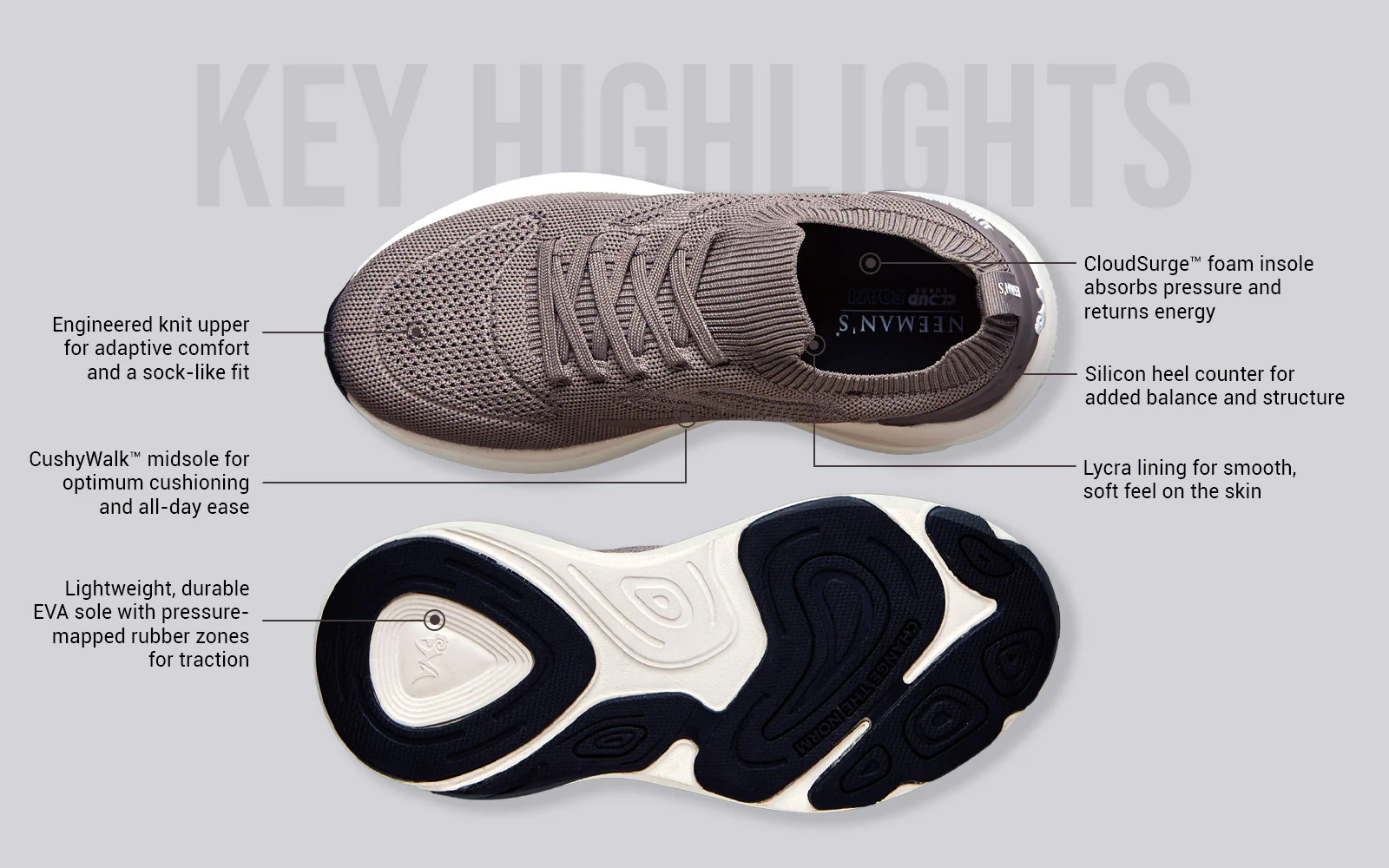 Begin Walk Lite For Men : Grey - Image 4
