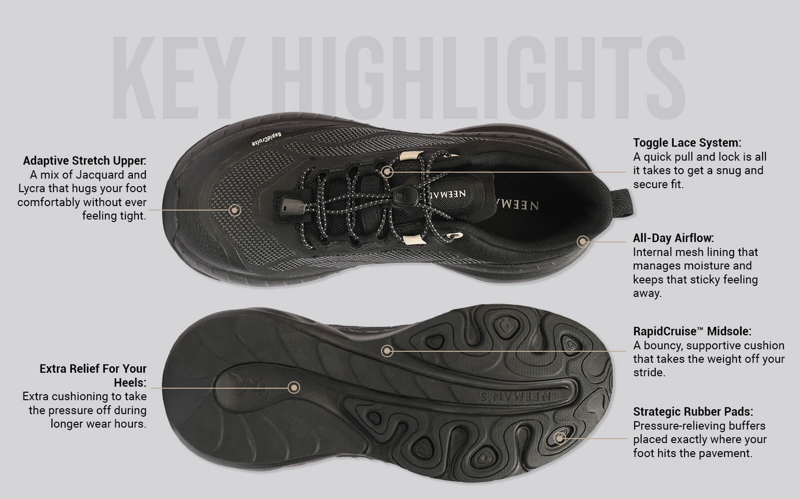 Begin Walk Plush For Men : Black - Image 3