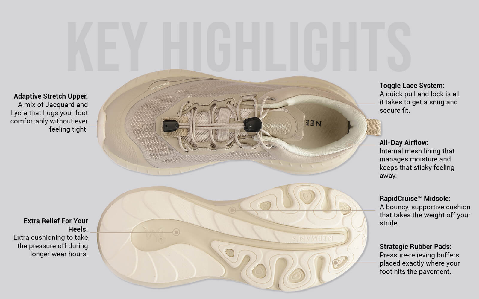 Begin Walk Plush For Men : Ecru - Image 3