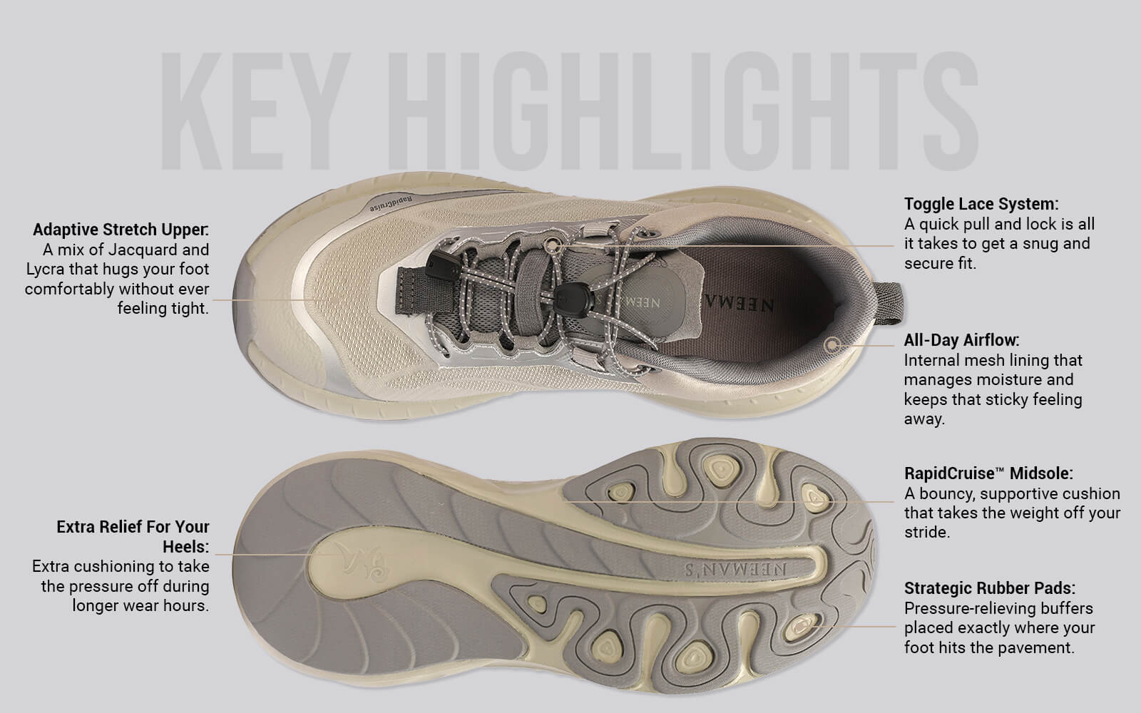 Begin Walk Plush For Men : Grey - Image 2