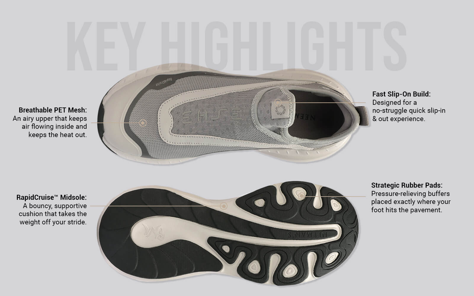 Begin Walk Rush For Men : Grey - Image 3
