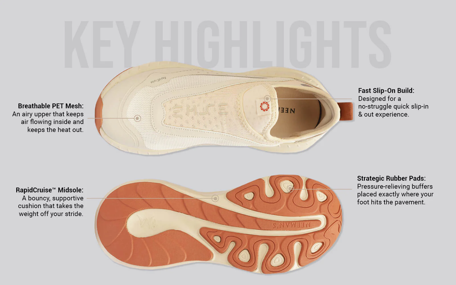 Begin Walk Rush For Men : Ivory - Image 3