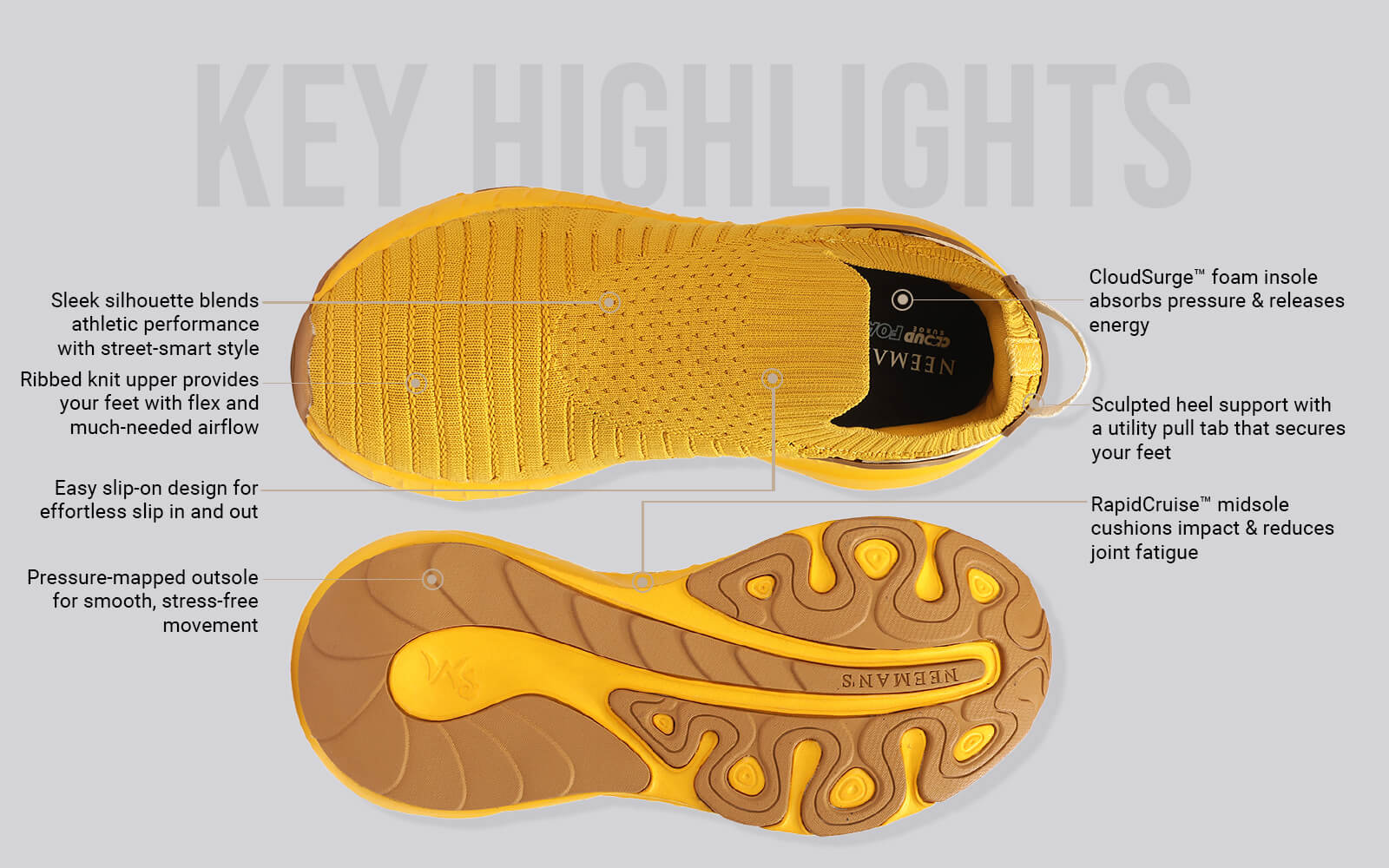 Begin Walk Trek For Men : Yellow - Image 3