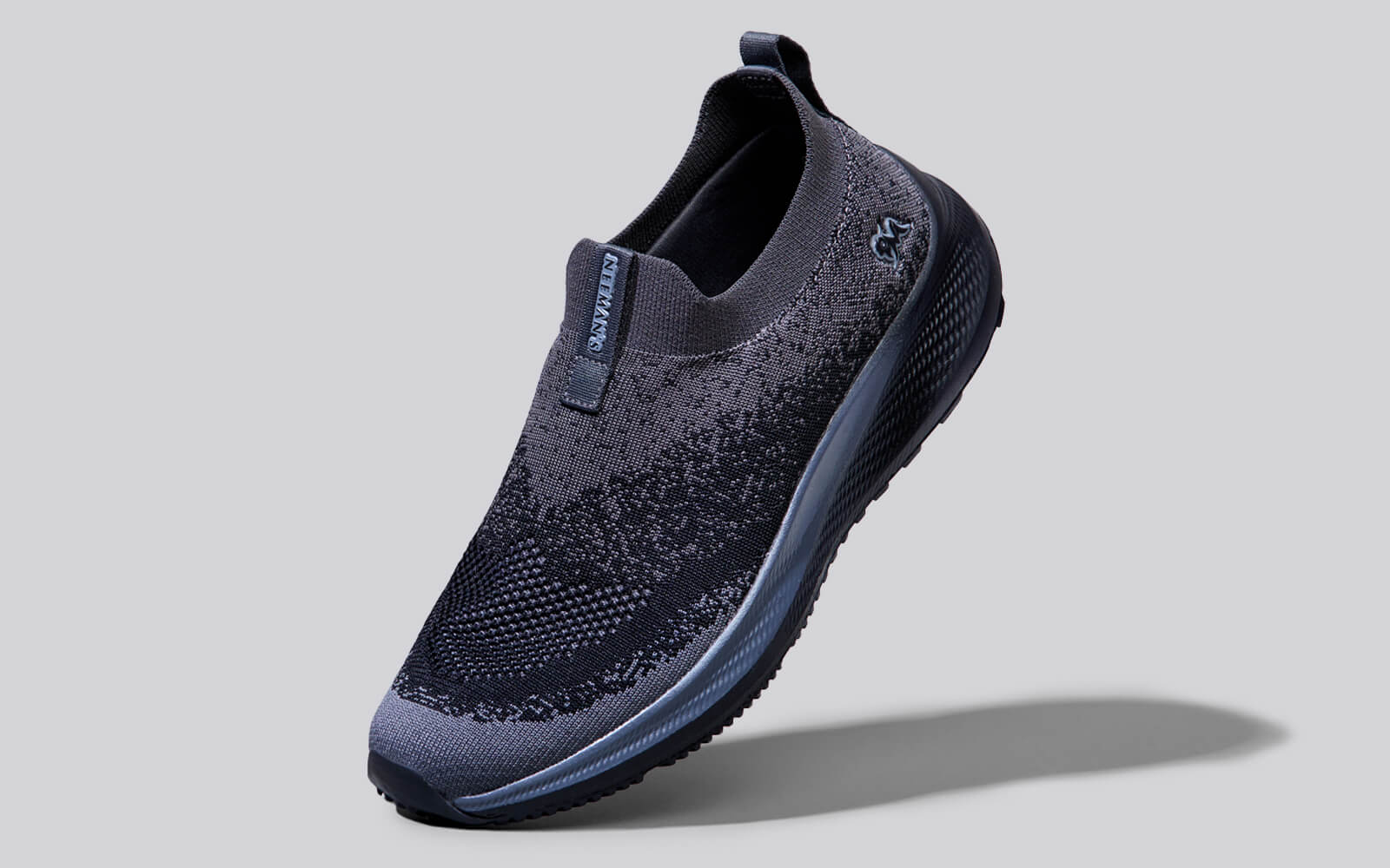 Blend Knit Slip Ons : Black-Grey - Image 2