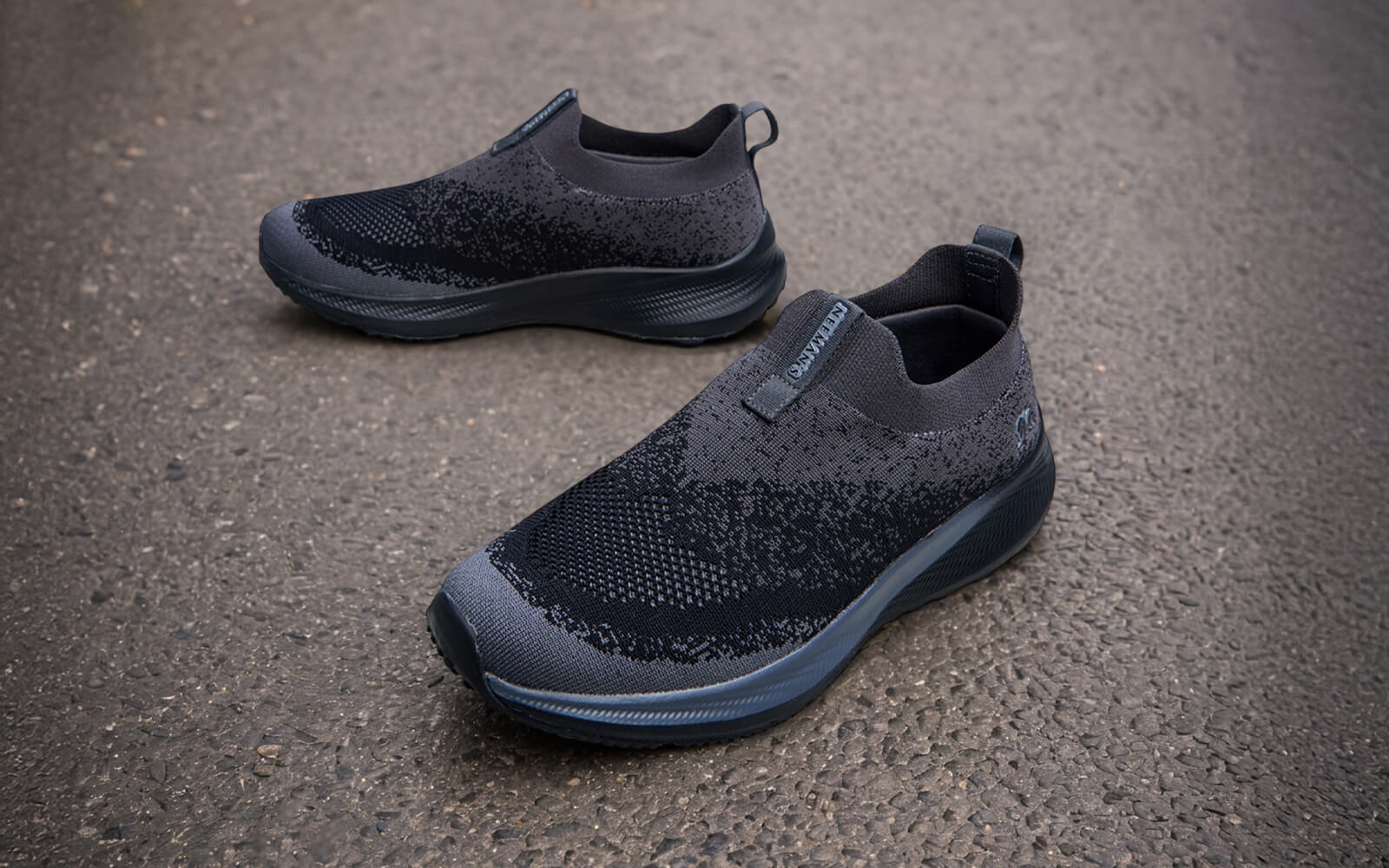 Blend Knit Slip Ons : Black-Grey - Image 5