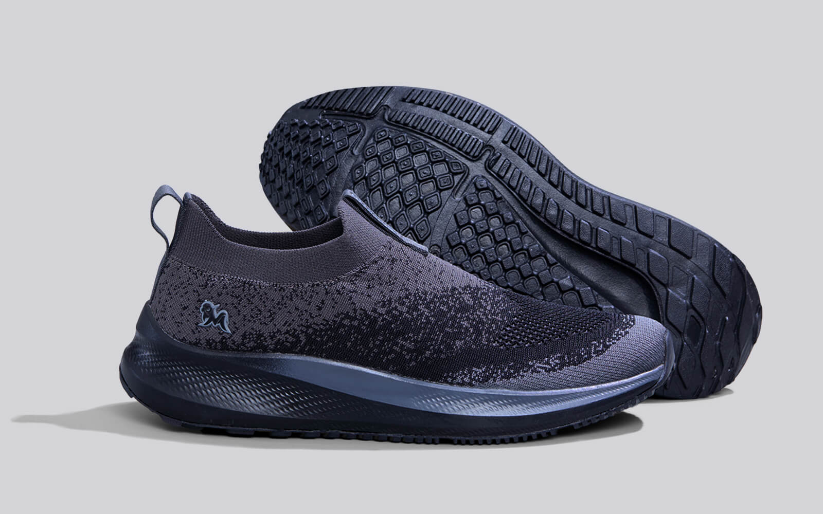 Blend Knit Slip Ons : Black-Grey - Image 6