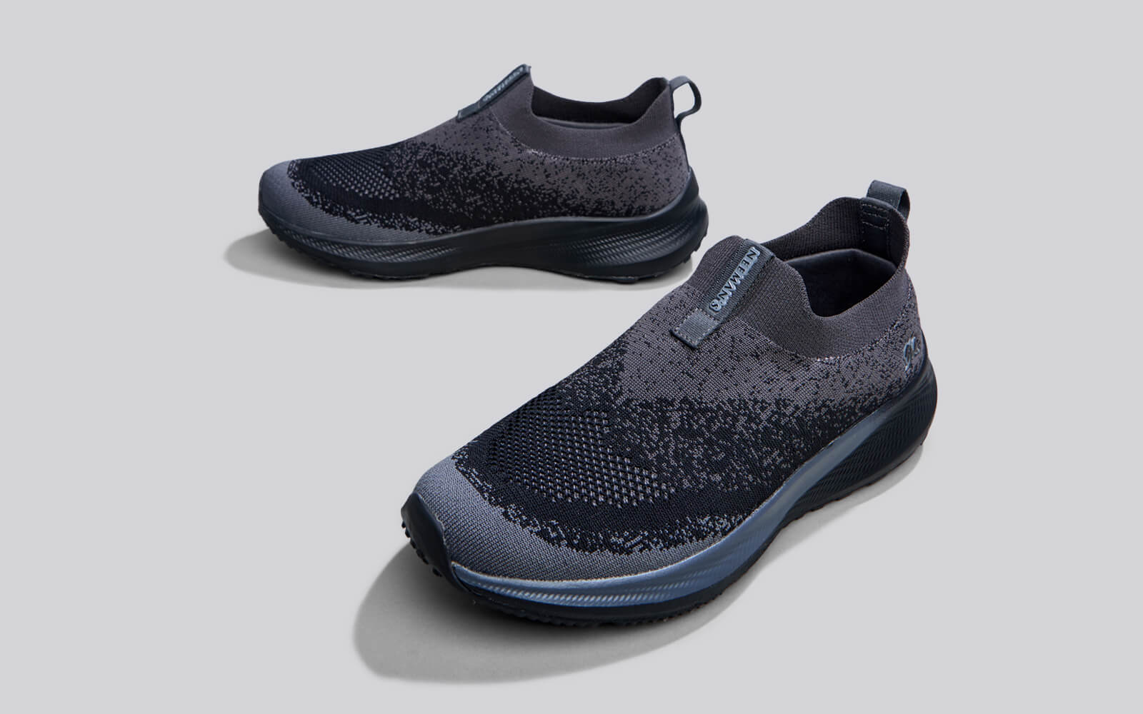 Blend Knit Slip Ons : Black-Grey - Image 8