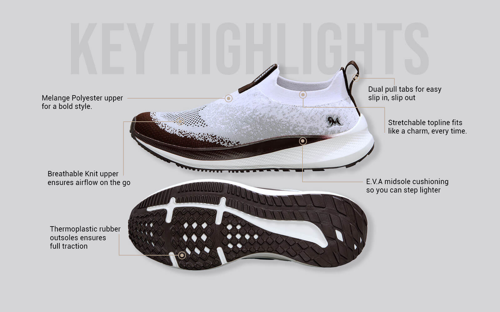 Blend Knit Slip Ons : Ivory-Brown - Image 4