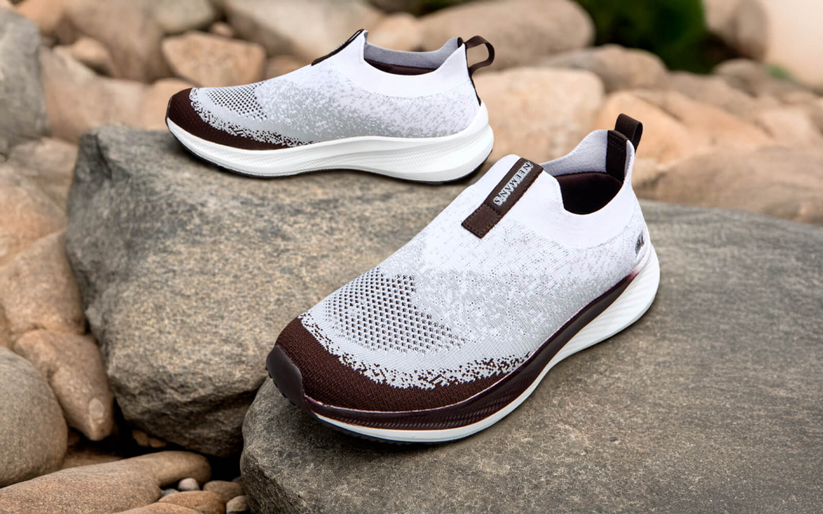 Blend Knit Slip Ons : Ivory-Brown - Image 5