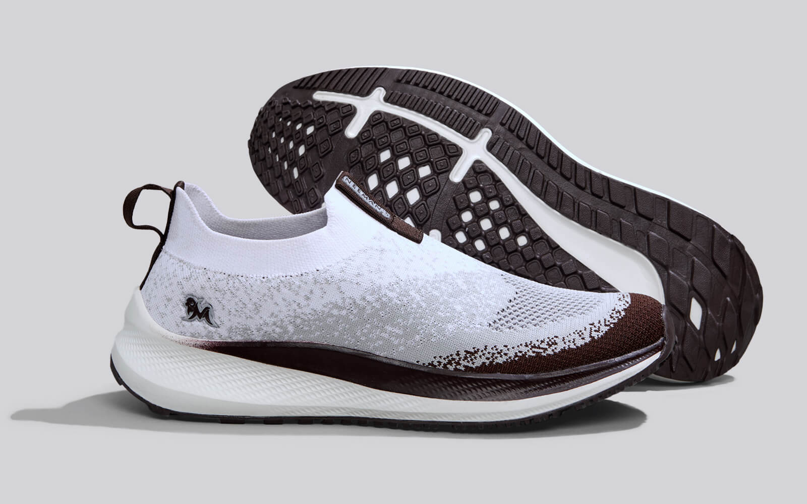 Blend Knit Slip Ons : Ivory-Brown - Image 7