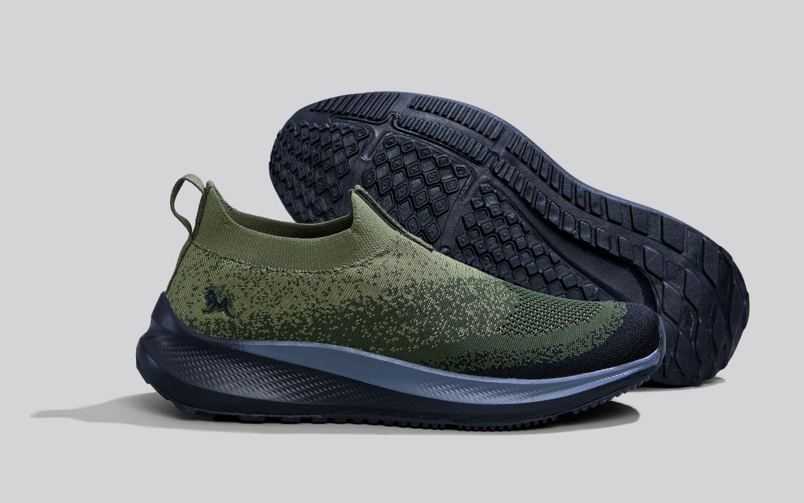 Blend Knit Slip Ons : Olive-Black - Image 10