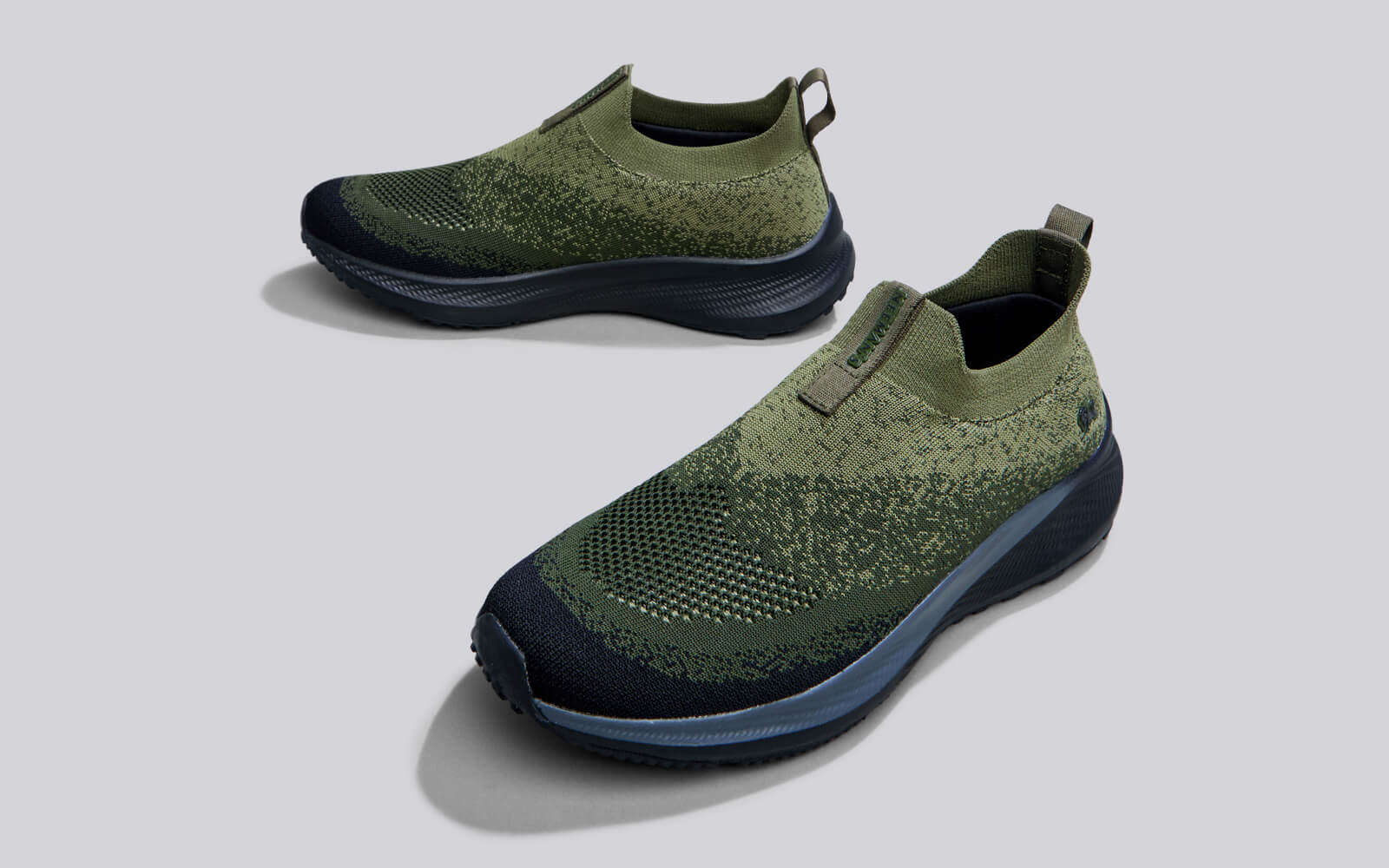 Blend Knit Slip Ons : Olive-Black - Image 11