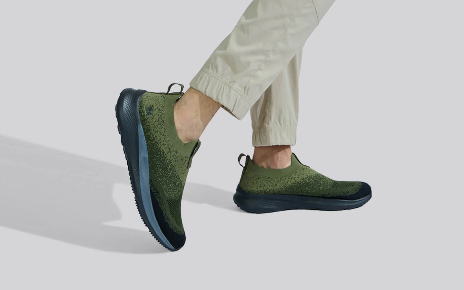 Blend Knit Slip Ons : Olive-Black - Image 3