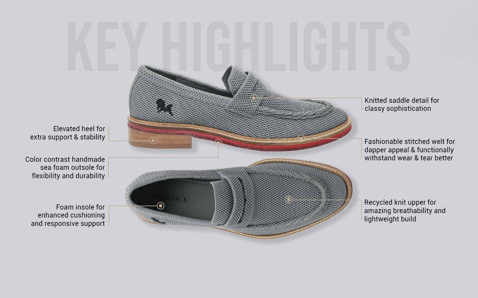 Block Heel Loafers : Grey - Image 4