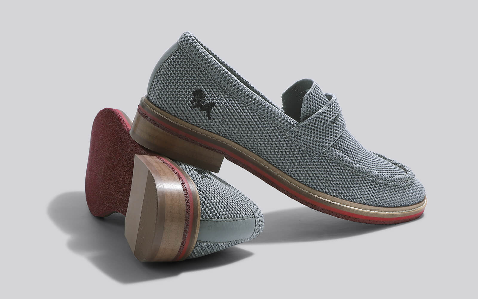 Block Heel Loafers : Grey - Image 7