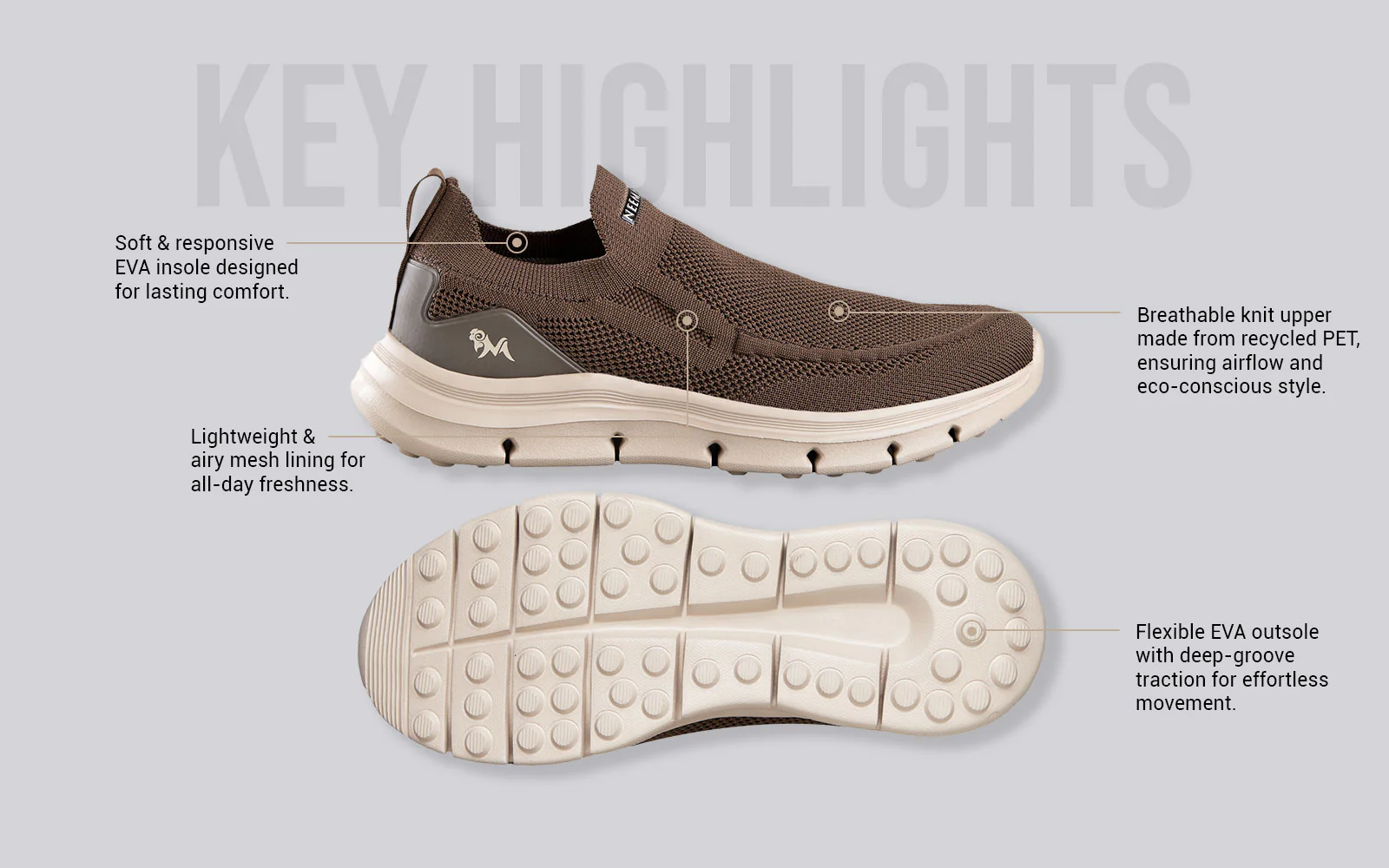 Breathe Ease Slip Ons : Brown - Image 4
