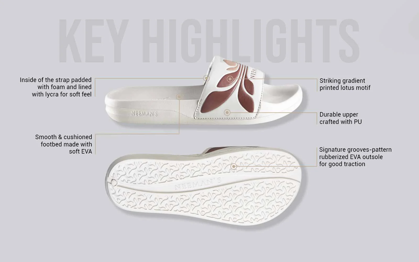 Breather Slides (Men Exclusive) : Grey-Brown - Image 3