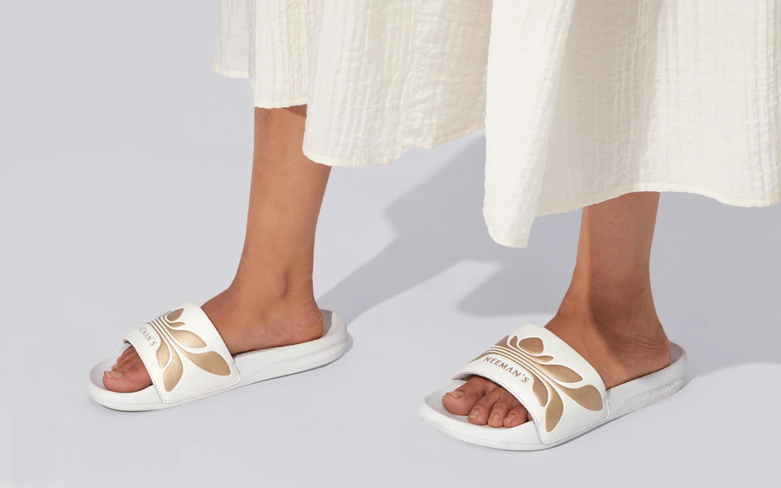 Breather Slides (Women Exclusive) : White-Gold - Image 9