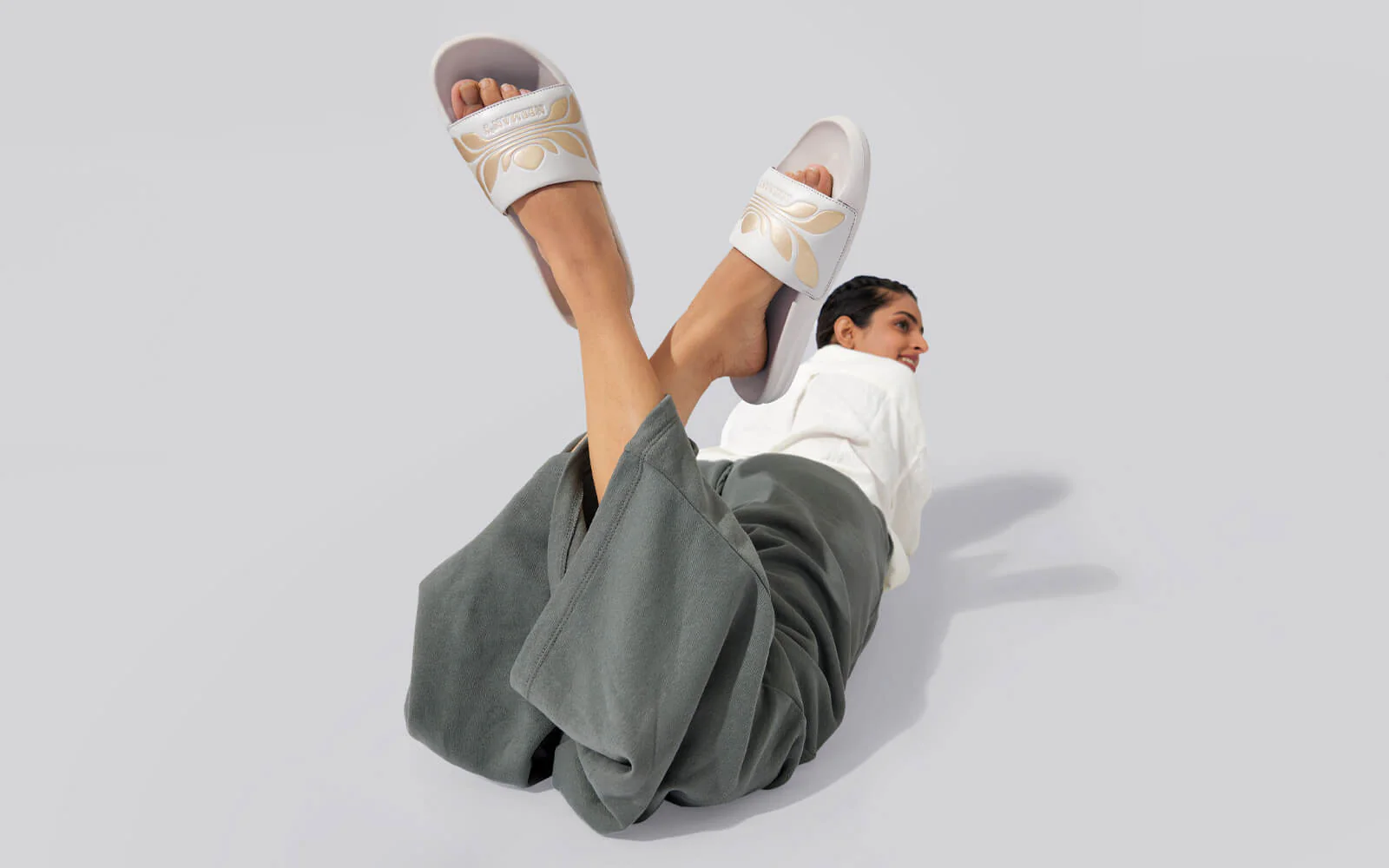 Breather Slides (Women Exclusive) : Grey-Gold - Image 10