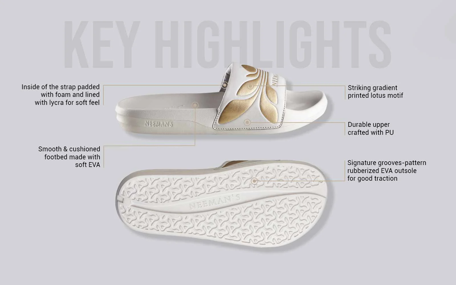Breather Slides (Women Exclusive) : Grey-Gold - Image 4