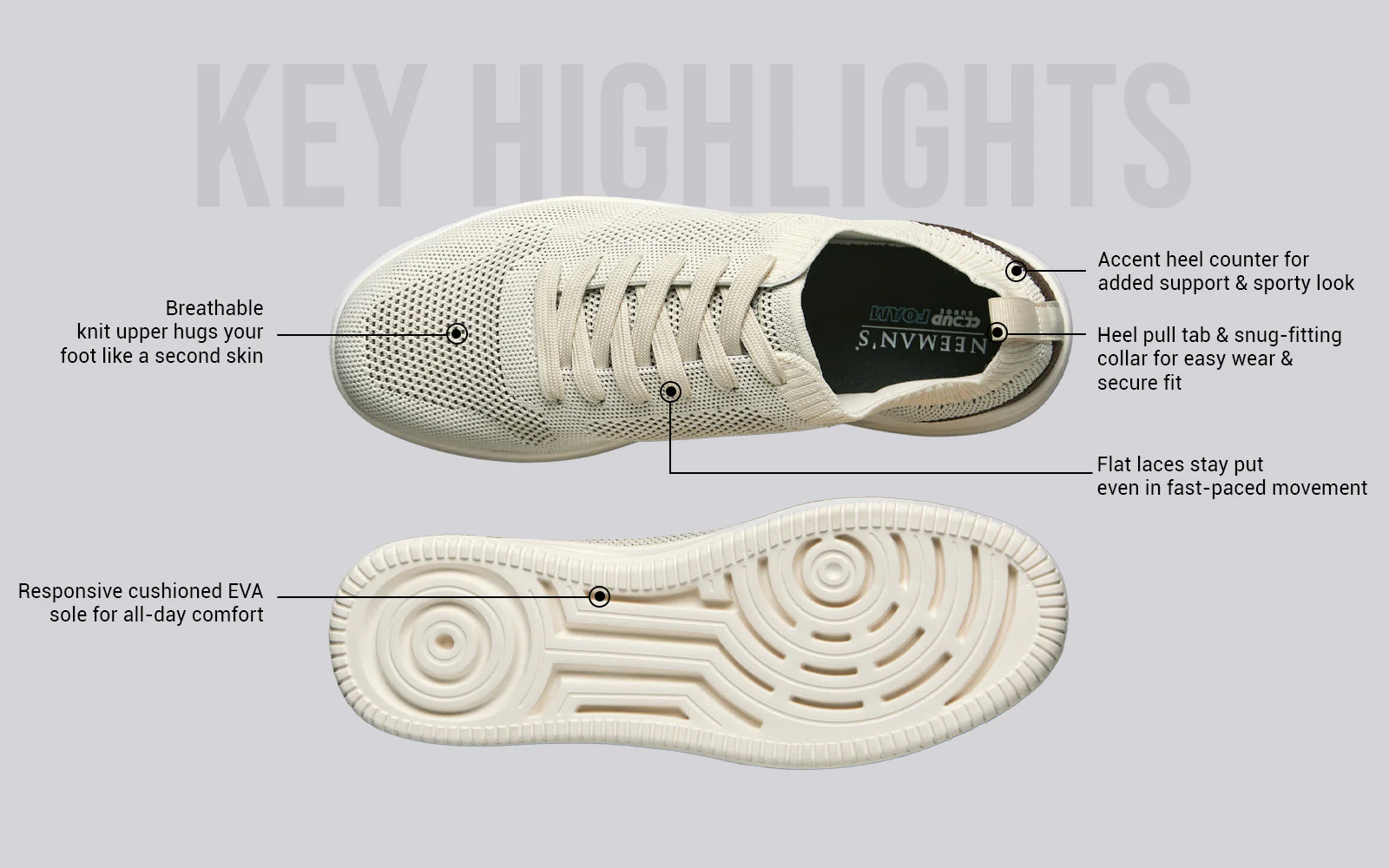 Casual Court Sneakers For Men : Ivory - Image 4