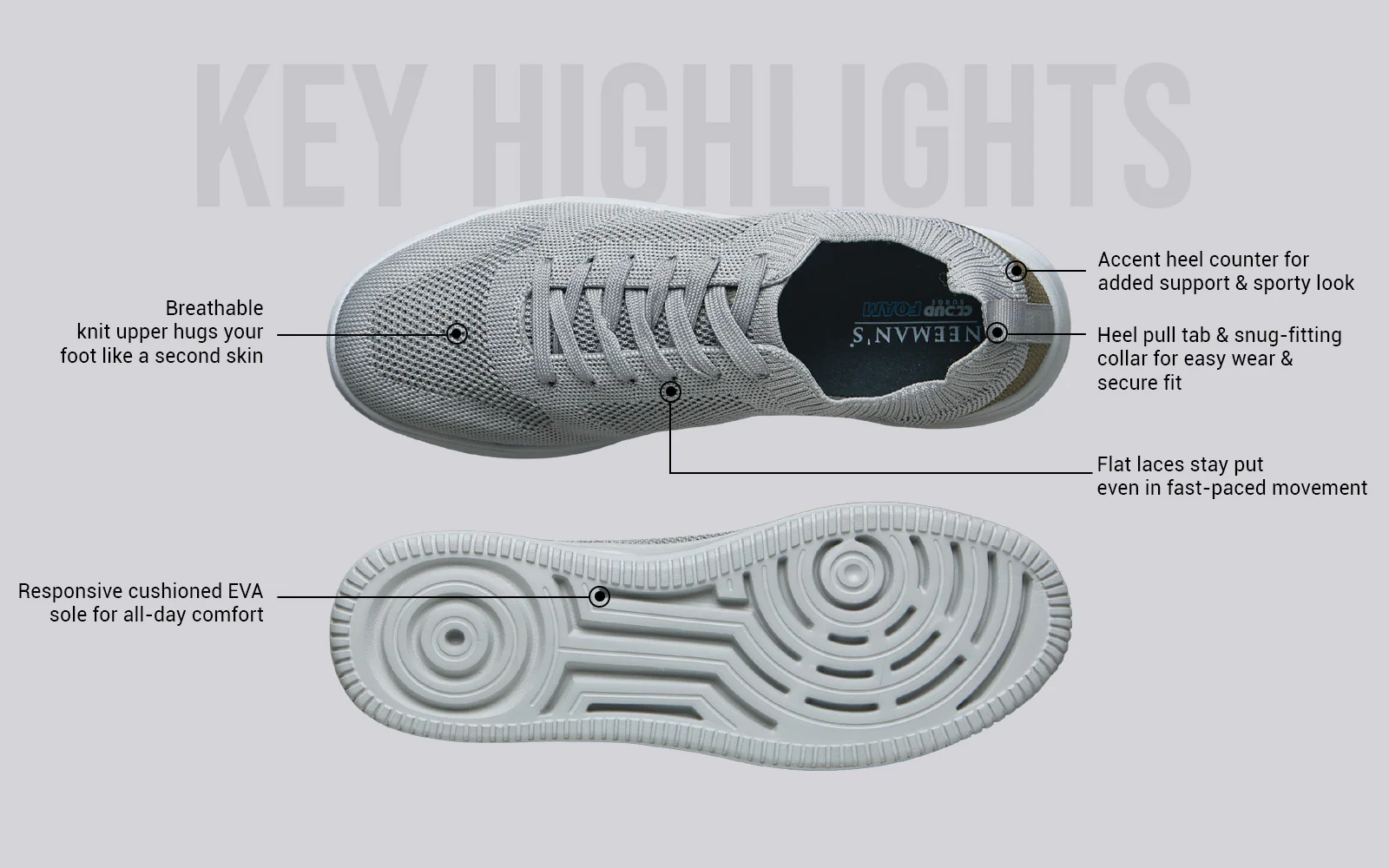Casual Court Sneakers For Men : Grey - Image 4