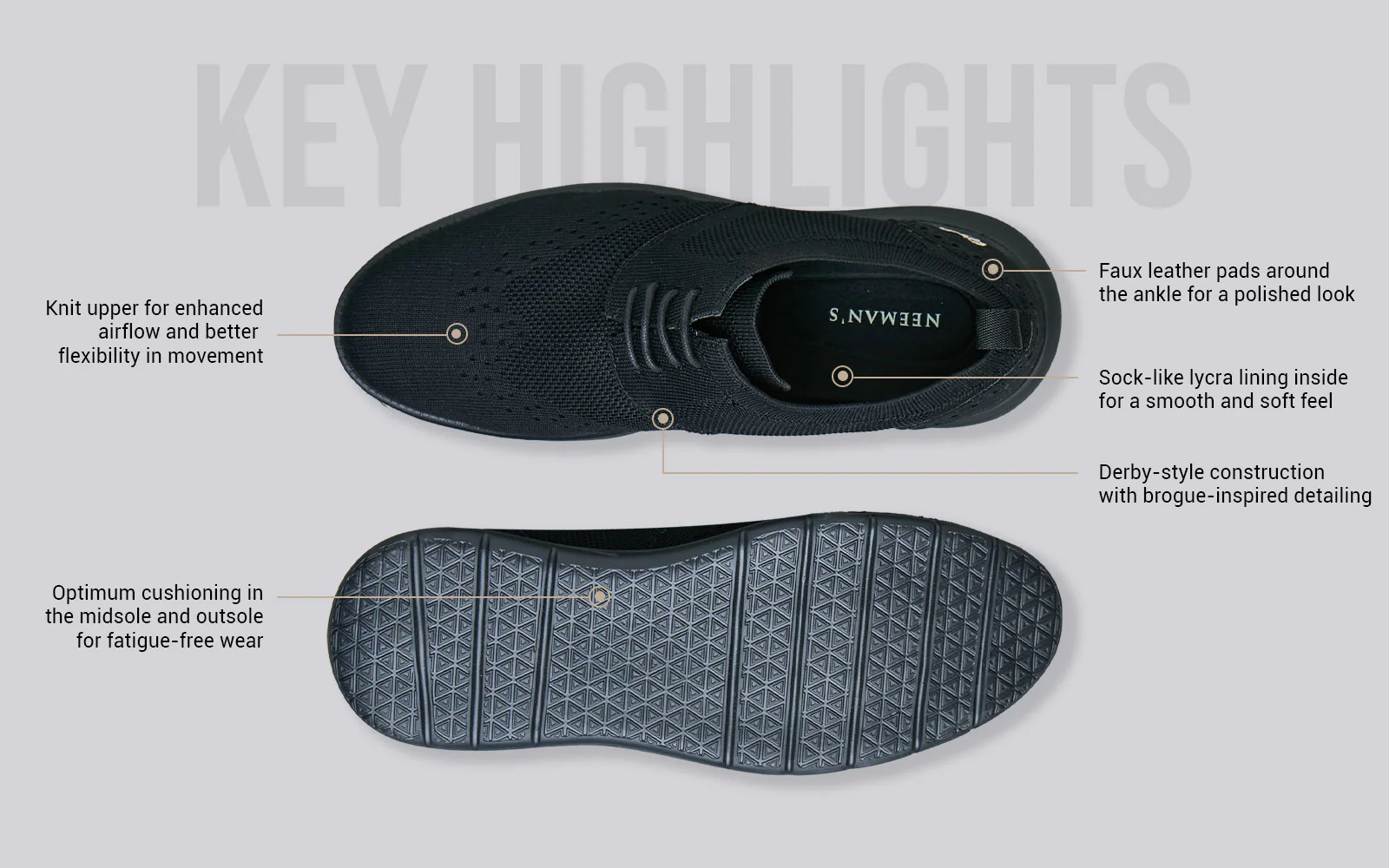 Casual Derby Sneakers : Black - Image 4