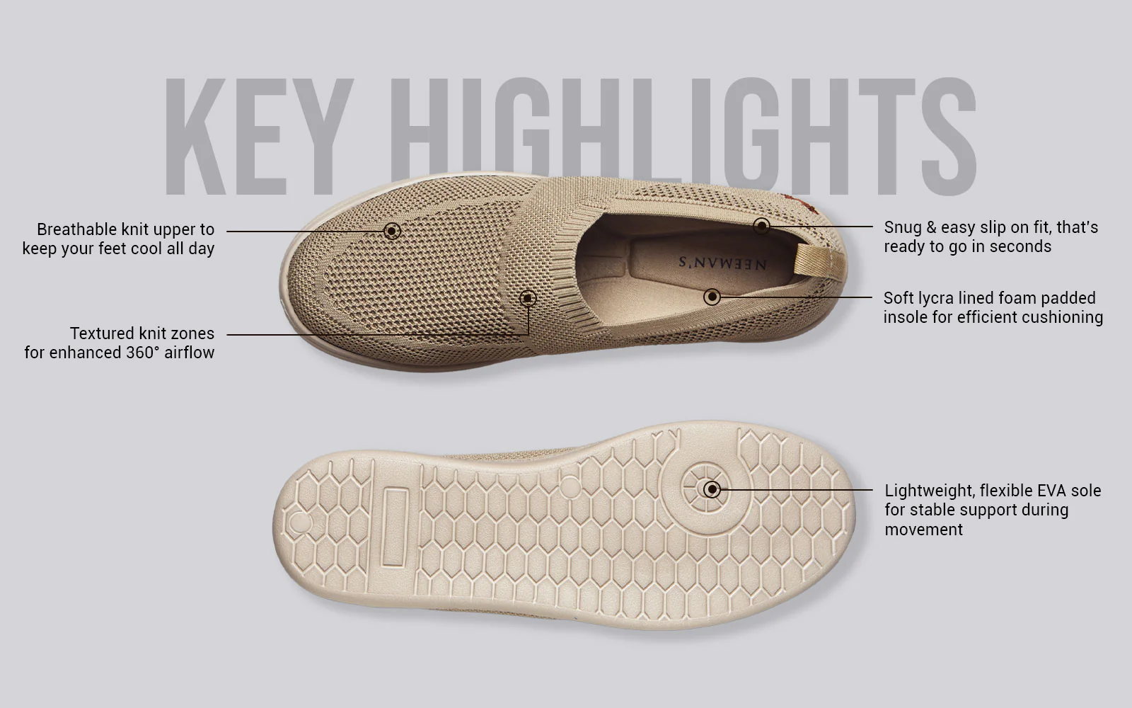 Casual Ease Slip Ons : Taupe - Image 4
