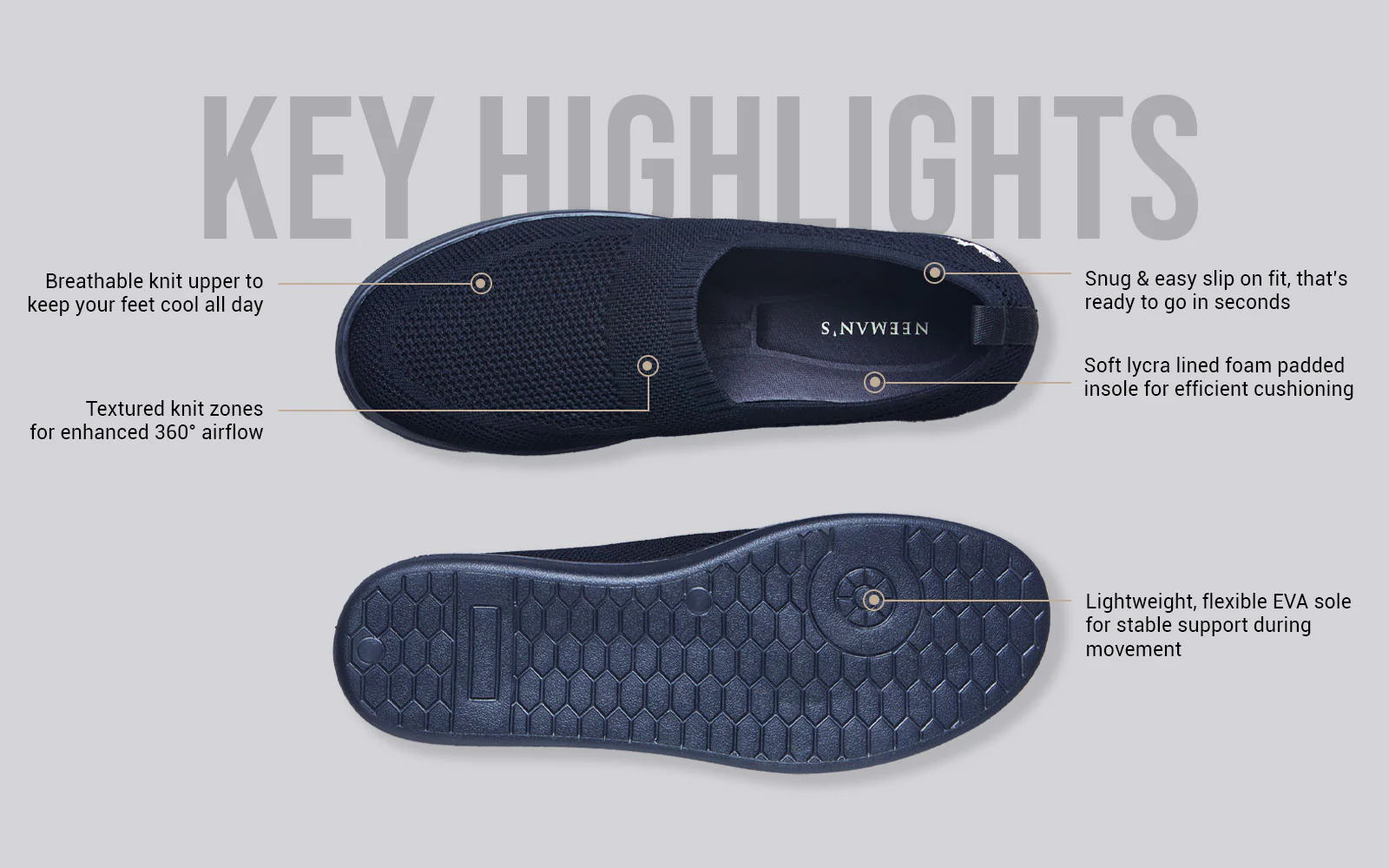 Casual Ease Slip Ons : Black - Image 4