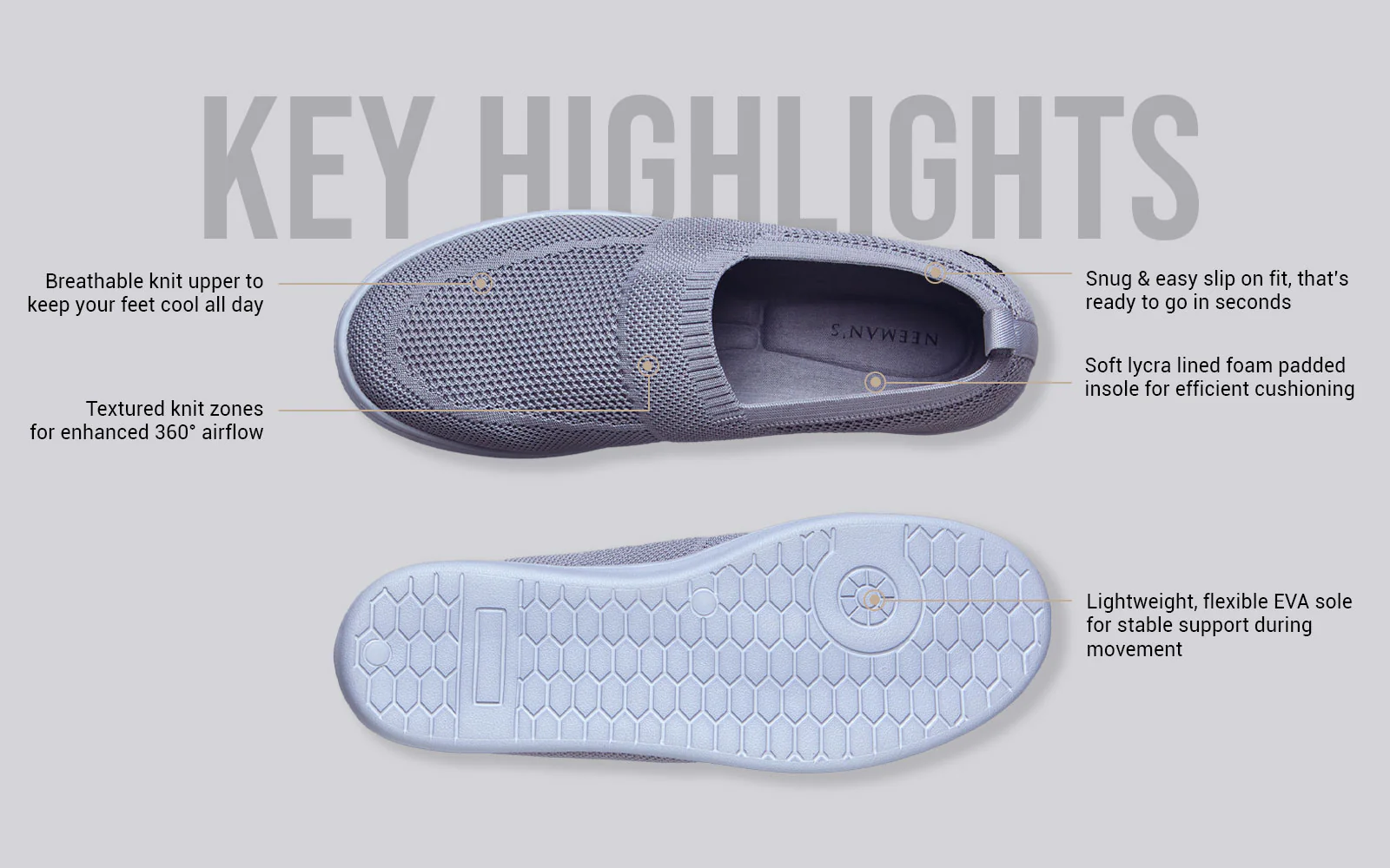 Casual Ease Slip Ons : Grey - Image 4