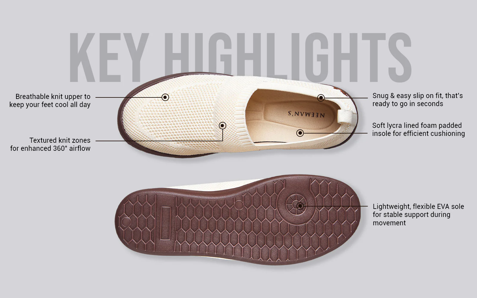 Casual Ease Slip Ons : Ivory Brown - Image 4