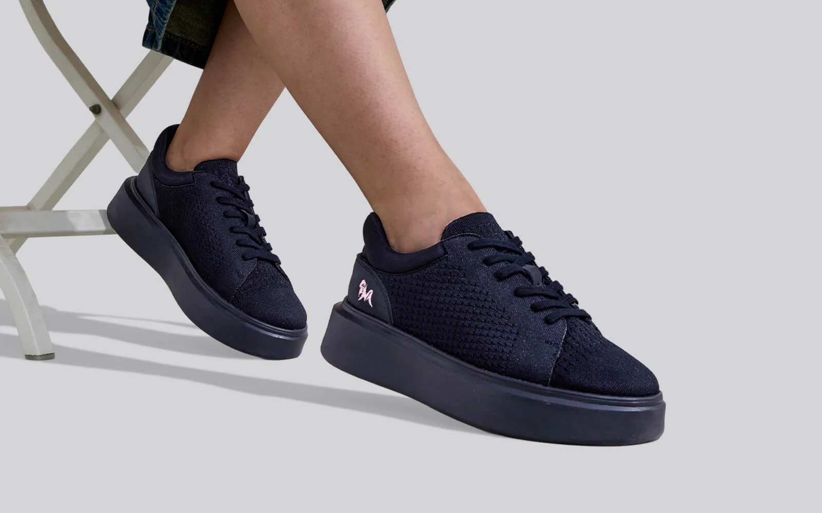 Chunky Lace Ups for Women : Black - Image 7