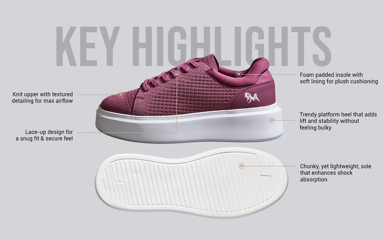 Chunky Lace Ups for Women : Rose - Image 4