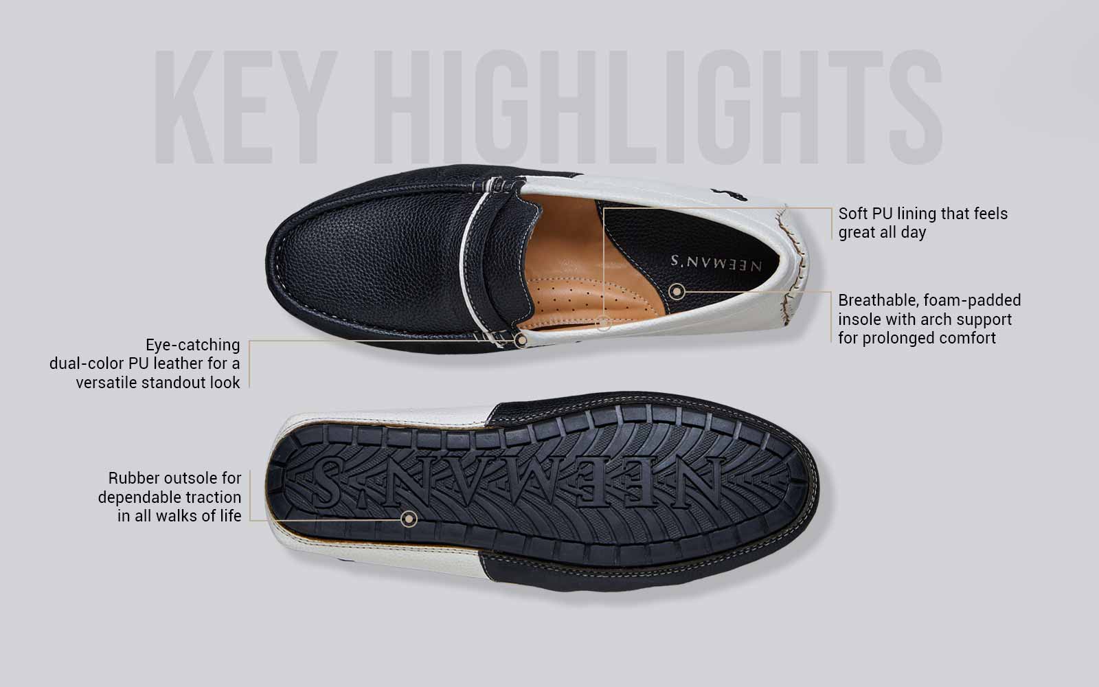 Color Block Loafers : White-Black - Image 4