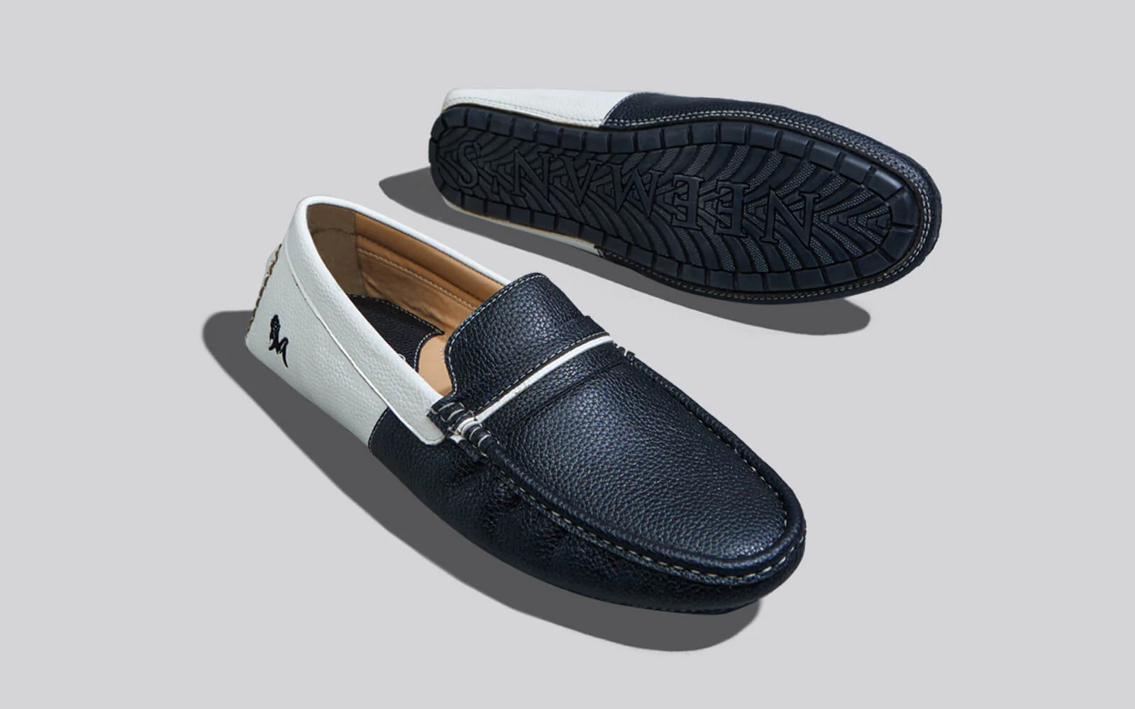 Color Block Loafers : White-Black - Image 6