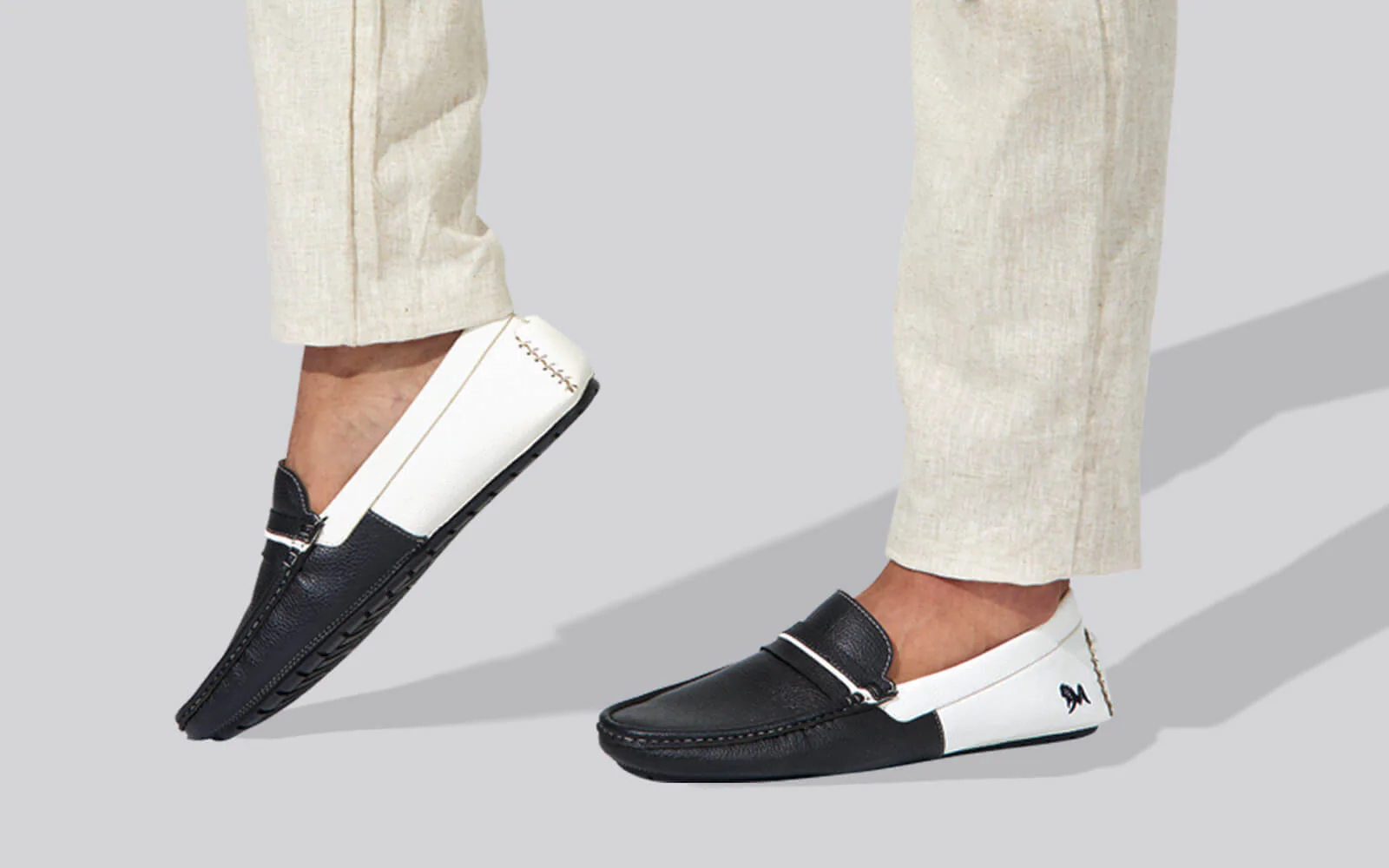 Color Block Loafers : White-Black - Image 8