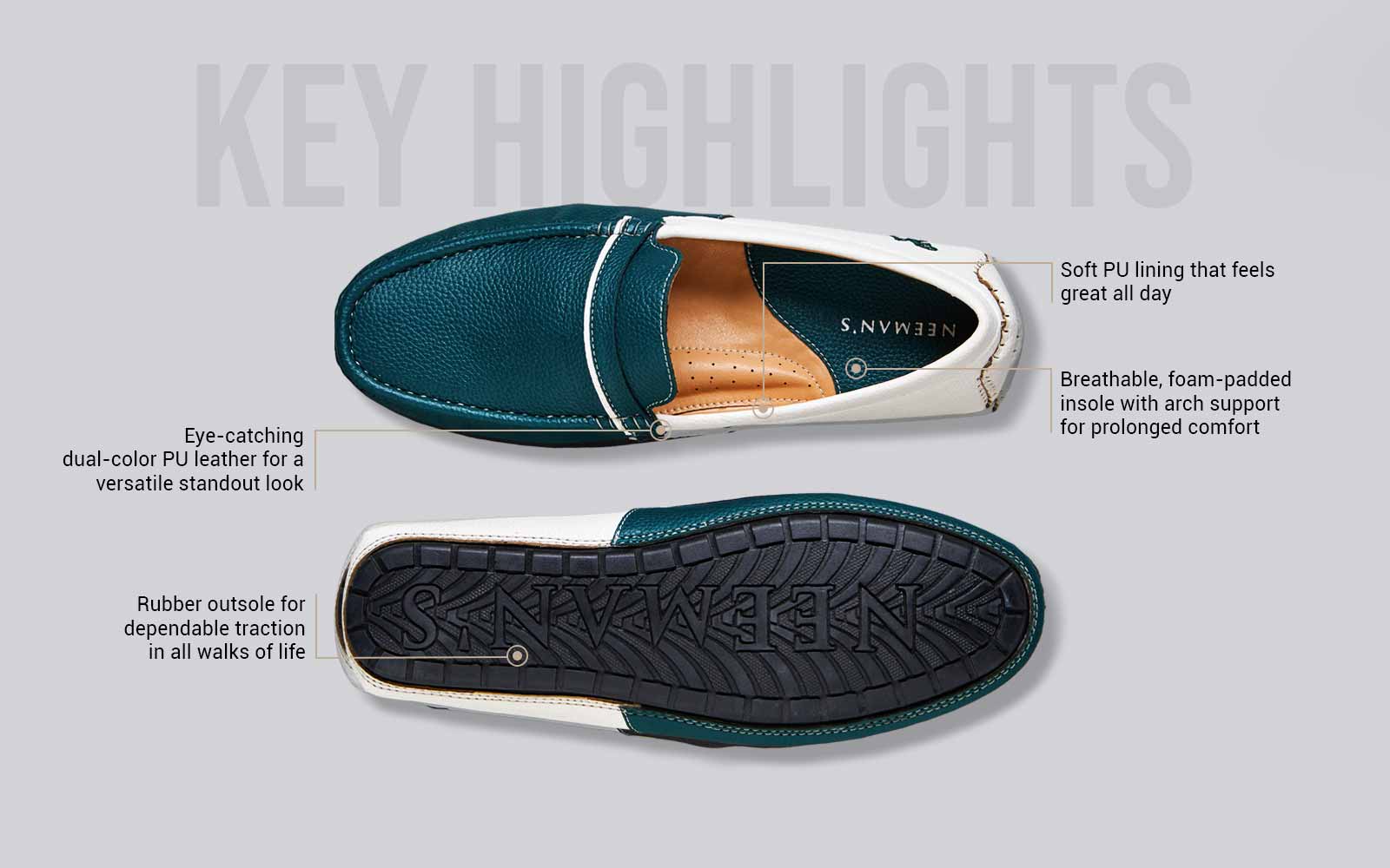 Color Block Loafers : White-Green - Image 4