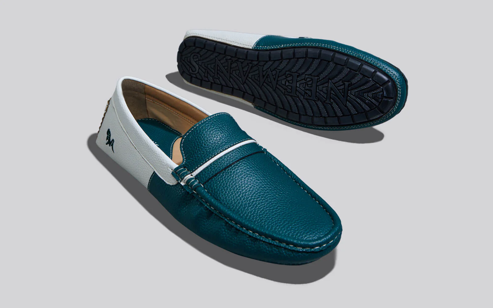 Color Block Loafers : White-Green - Image 6