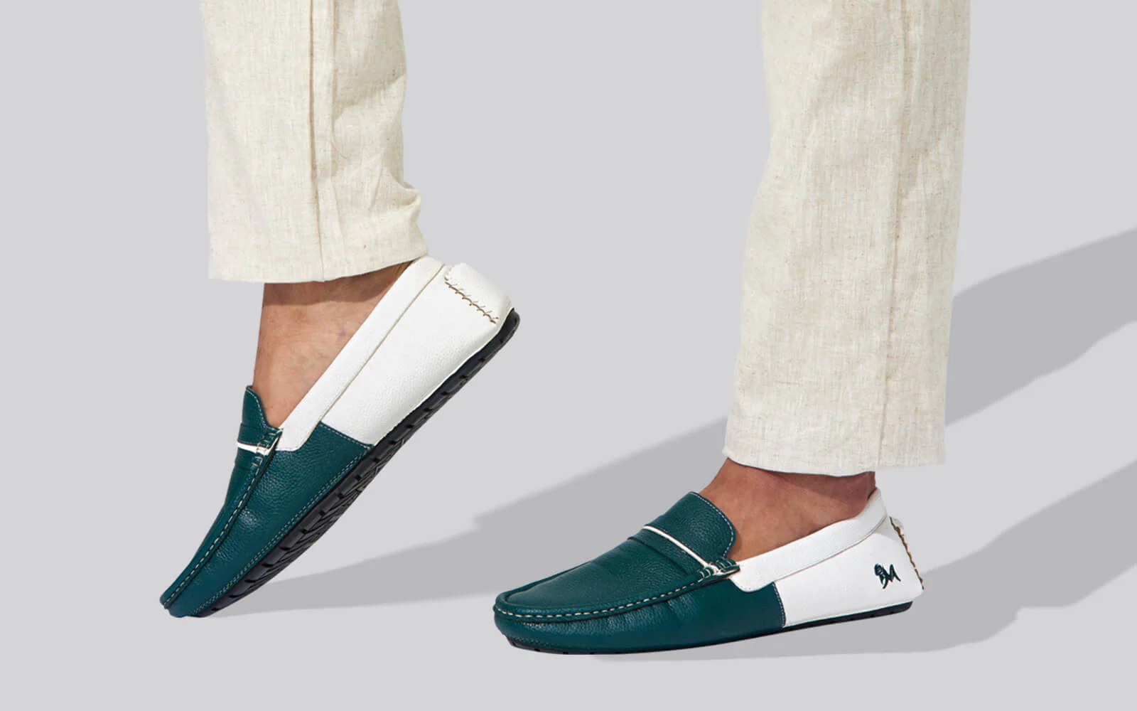 Color Block Loafers : White-Green - Image 8