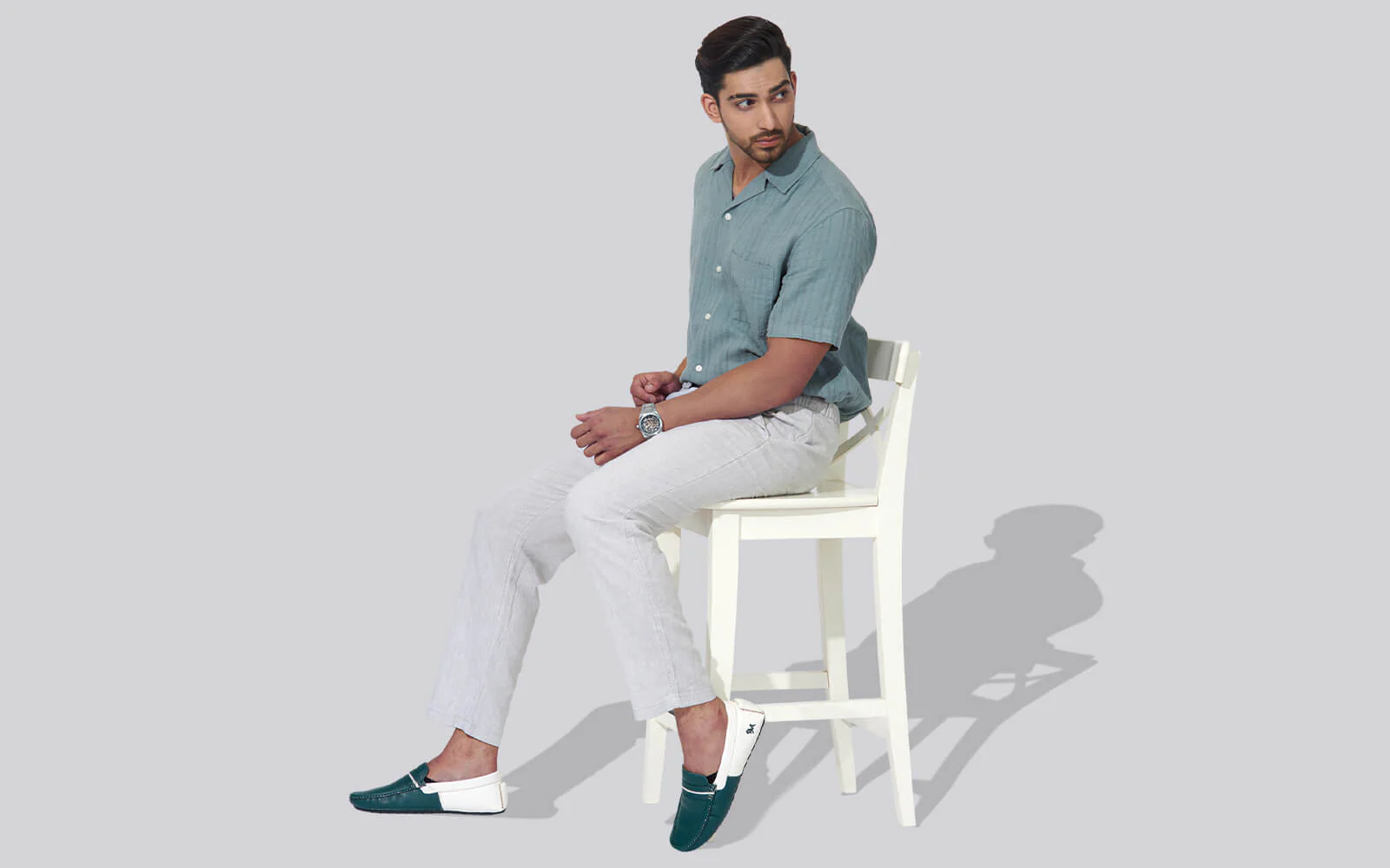 Color Block Loafers : White-Green - Image 9