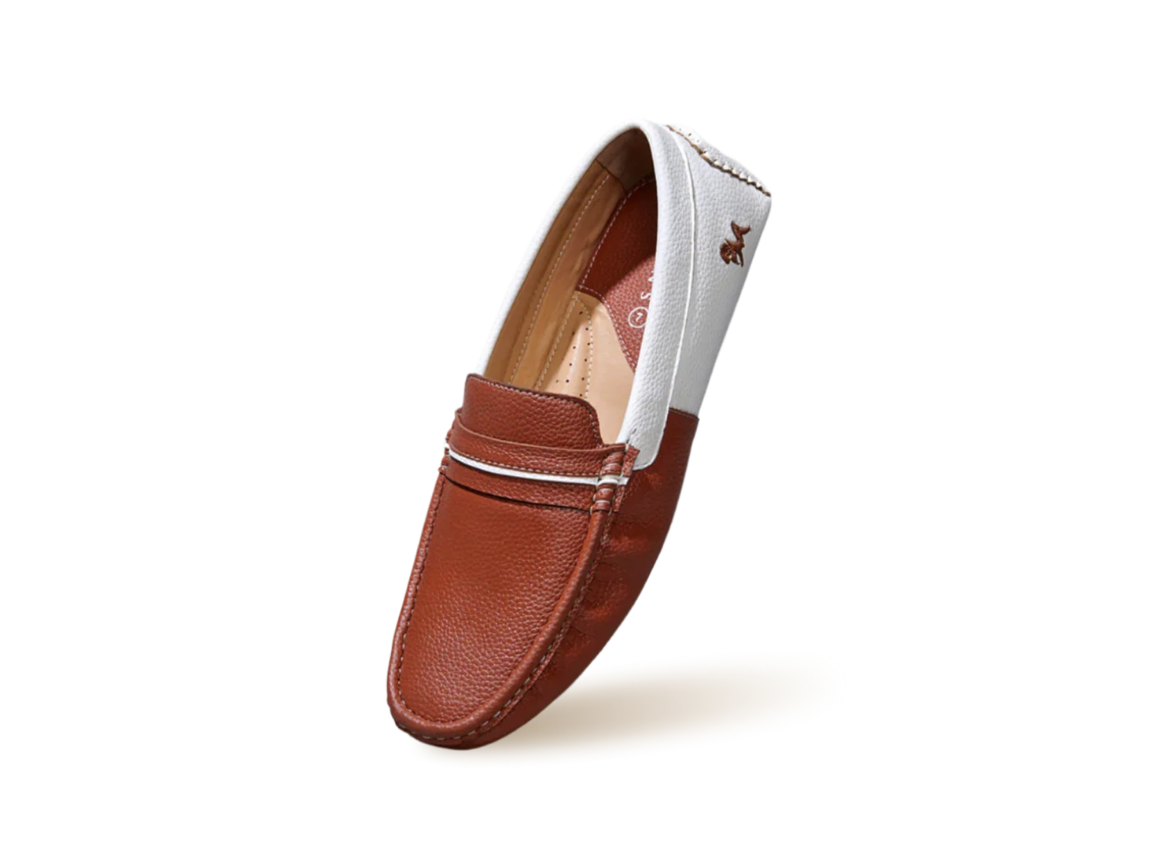 Color Block Loafers : White-Tan - Image 11