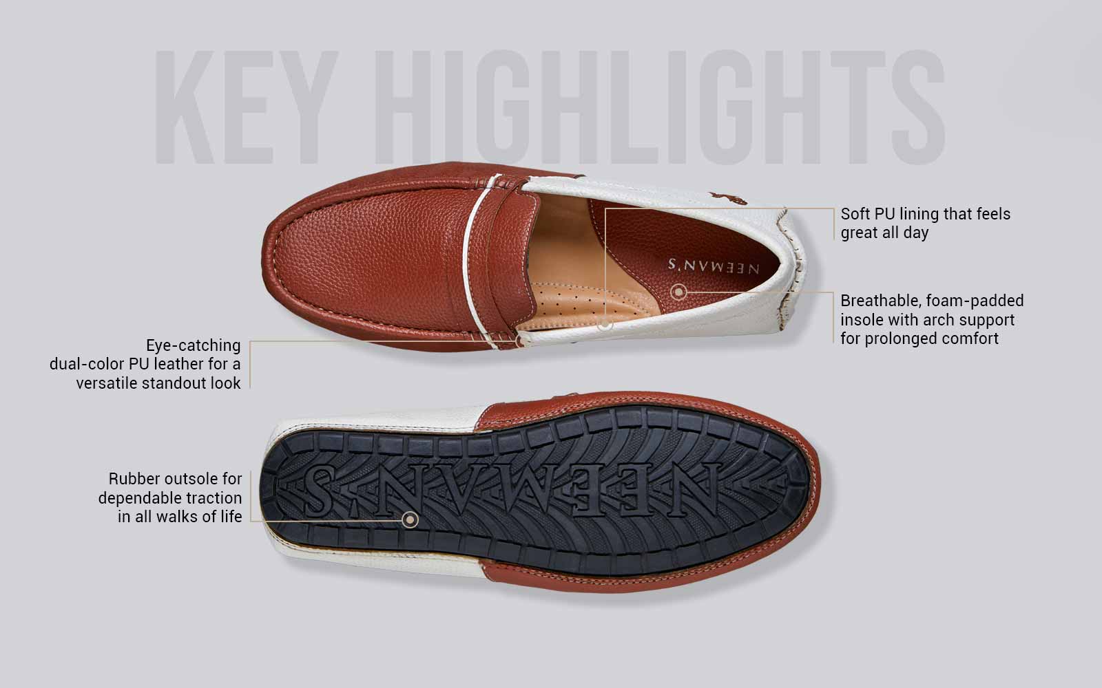 Color Block Loafers : White-Tan - Image 4