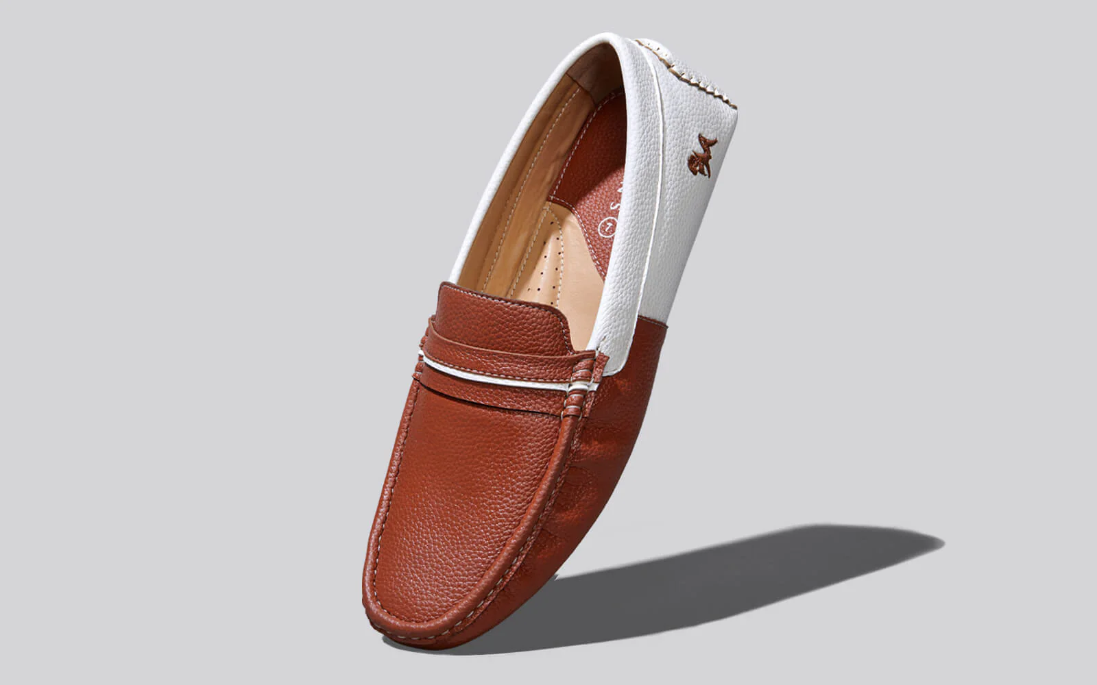 Color Block Loafers : White-Tan - Image 5