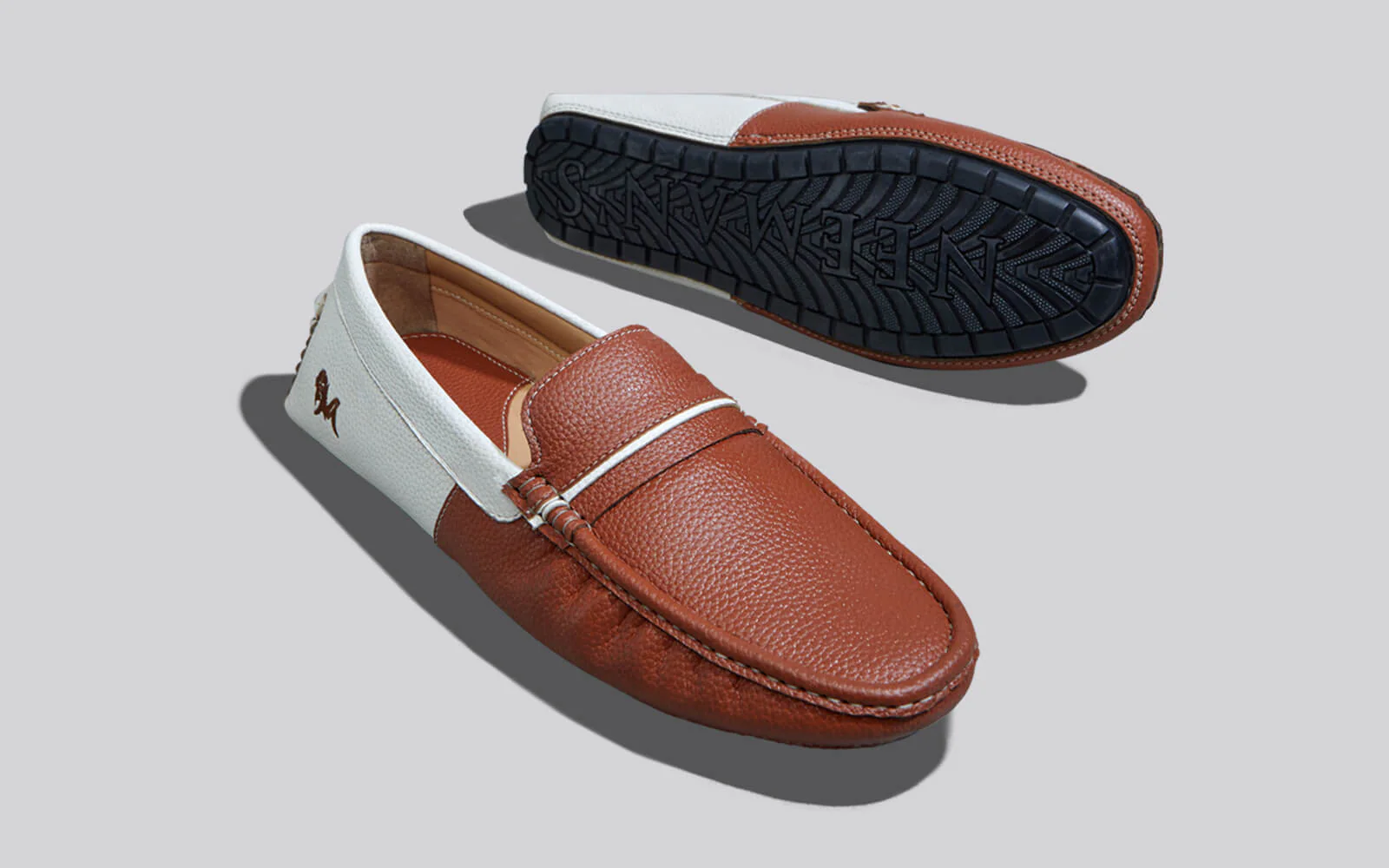 Color Block Loafers : White-Tan - Image 6