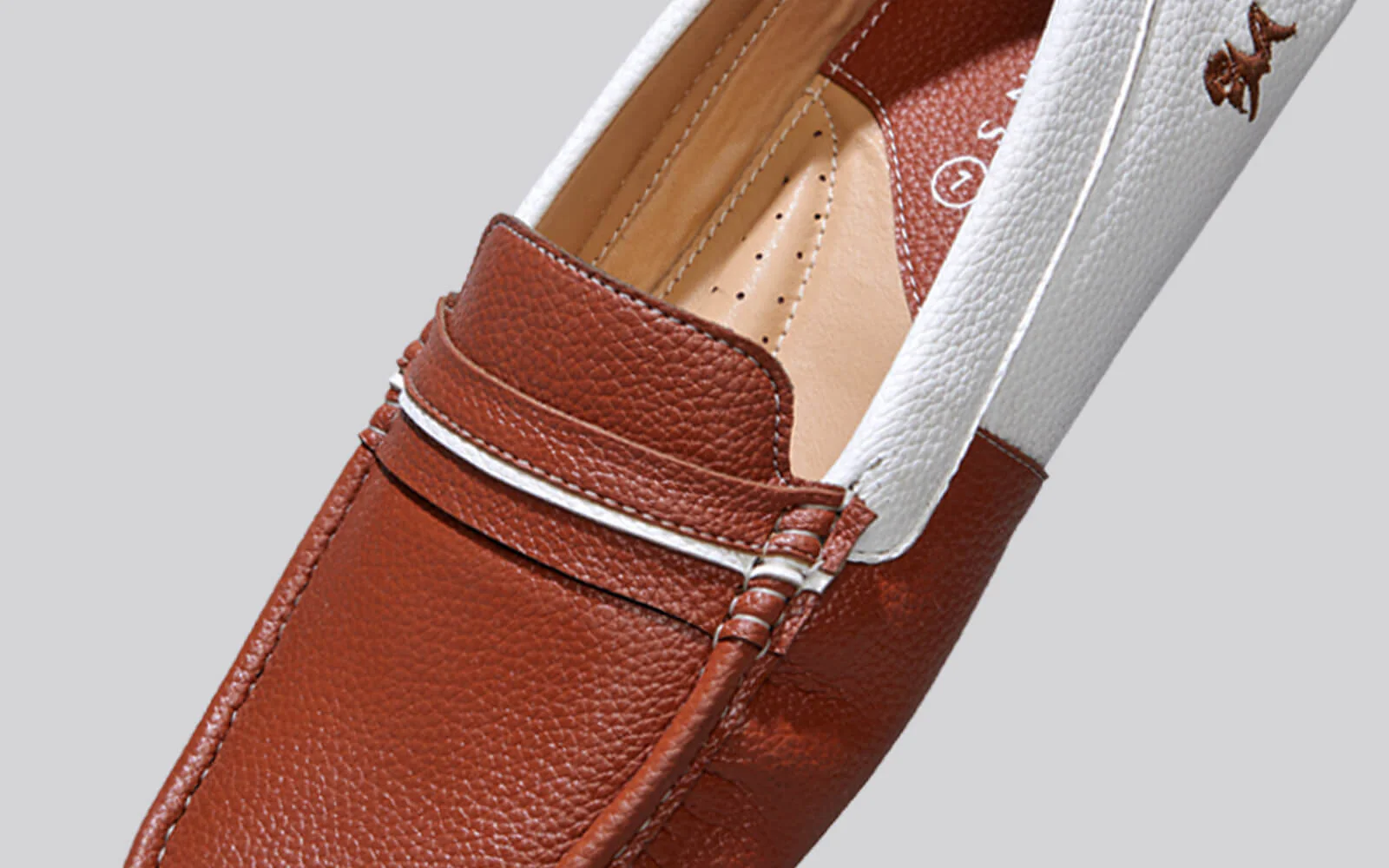 Color Block Loafers : White-Tan - Image 7