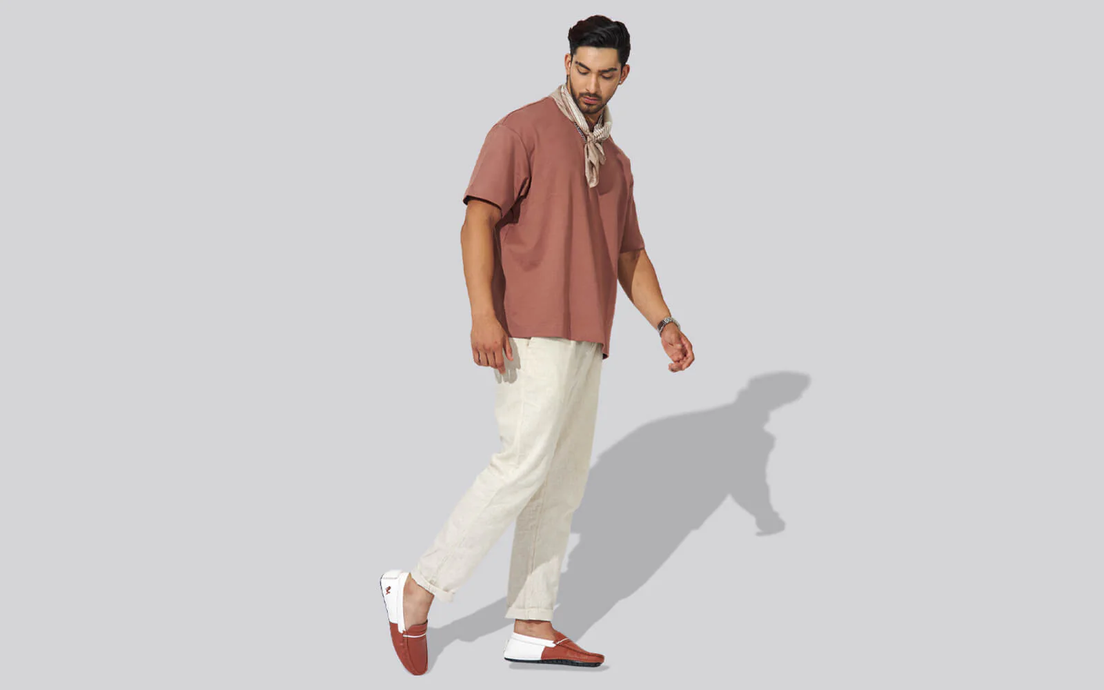 Color Block Loafers : White-Tan - Image 9