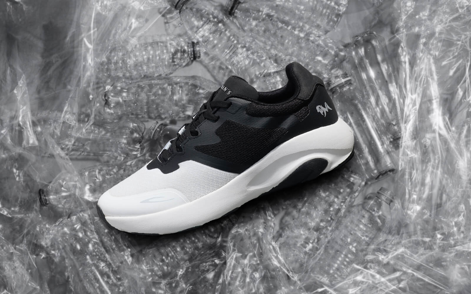 Color Block Sneakers for Men : Black White - Image 2